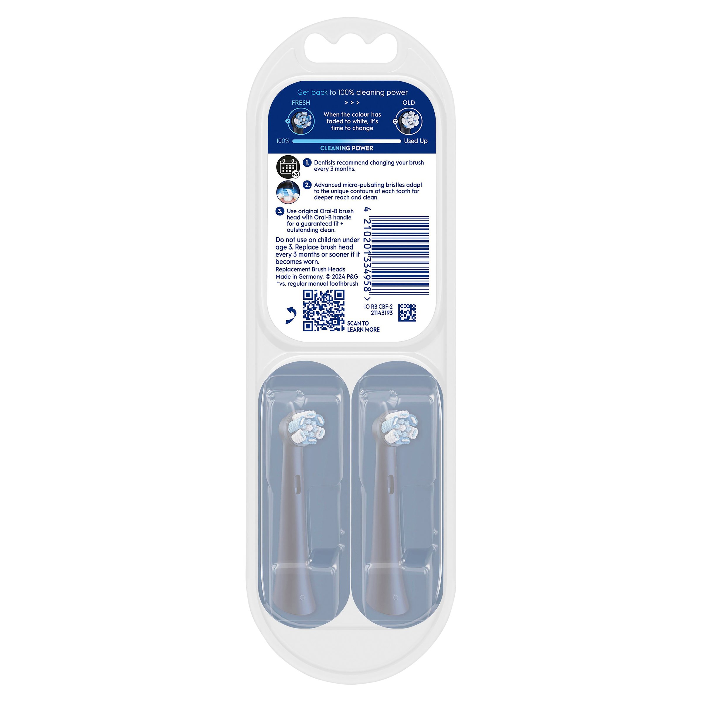 Oral-B iO Ultimate Clean Black Electric Toothbrush Refills 2 pack - Image 2