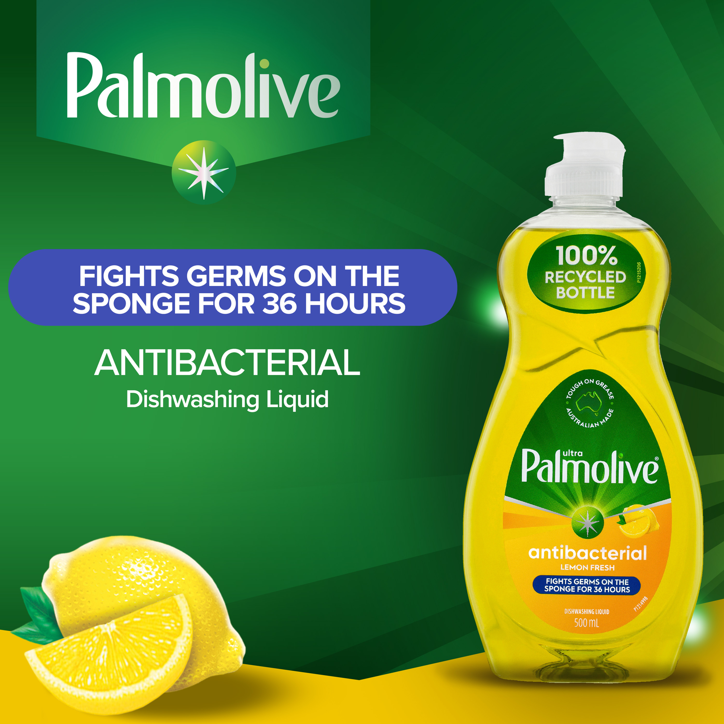 Palmolive Ultra Strength Concentrate Antibacterial Dishwashing Liquid Lemon 500ml - Image 3