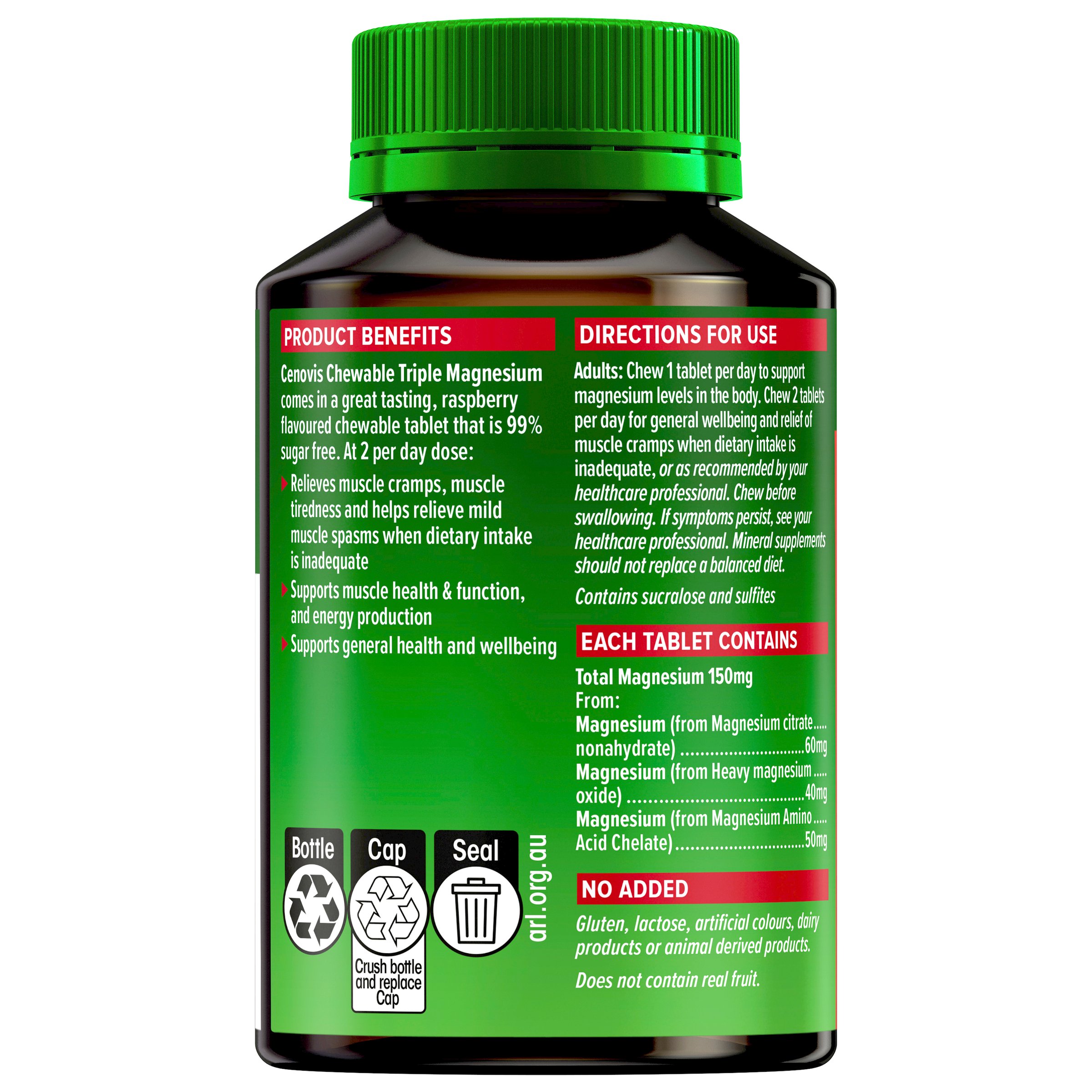 Cenovis Adult Chewable Triple Magnesium 60 chewable tablets - Image 3