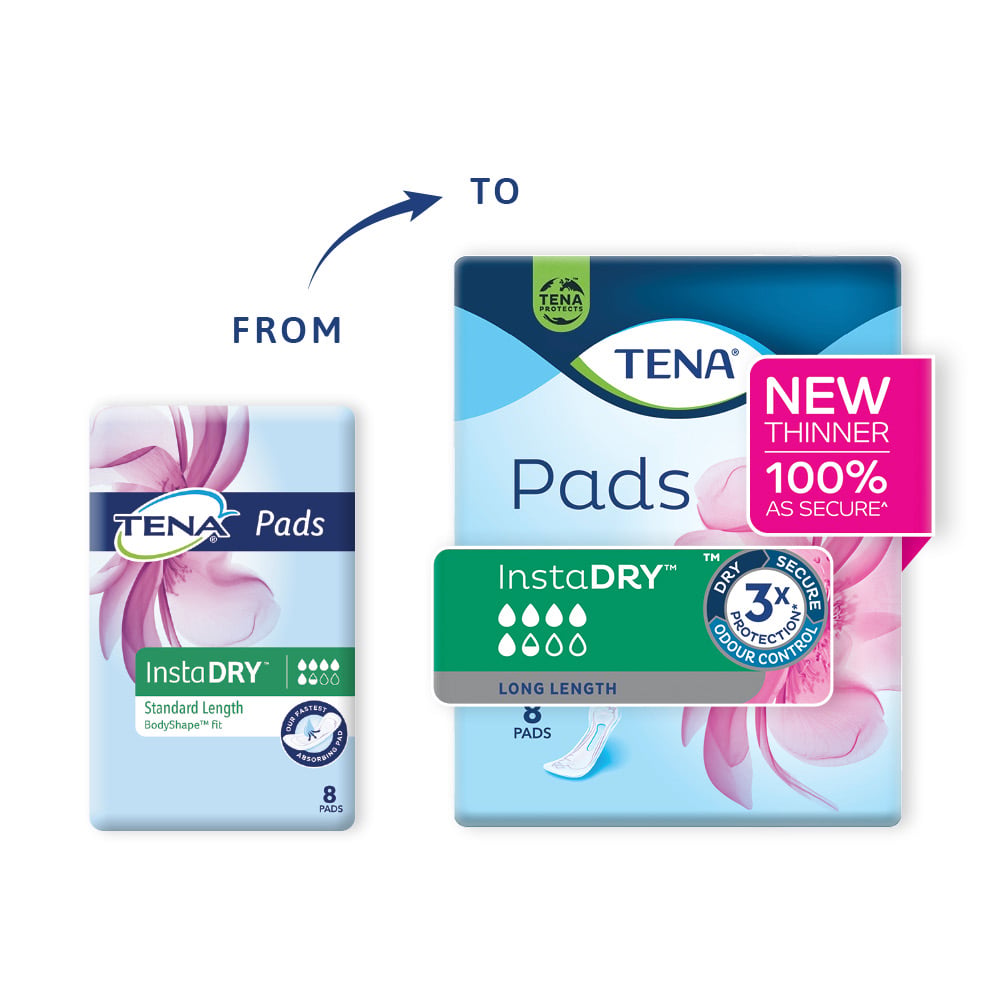 Tena Pads InstaDry Long Length 8 pack - Image 7