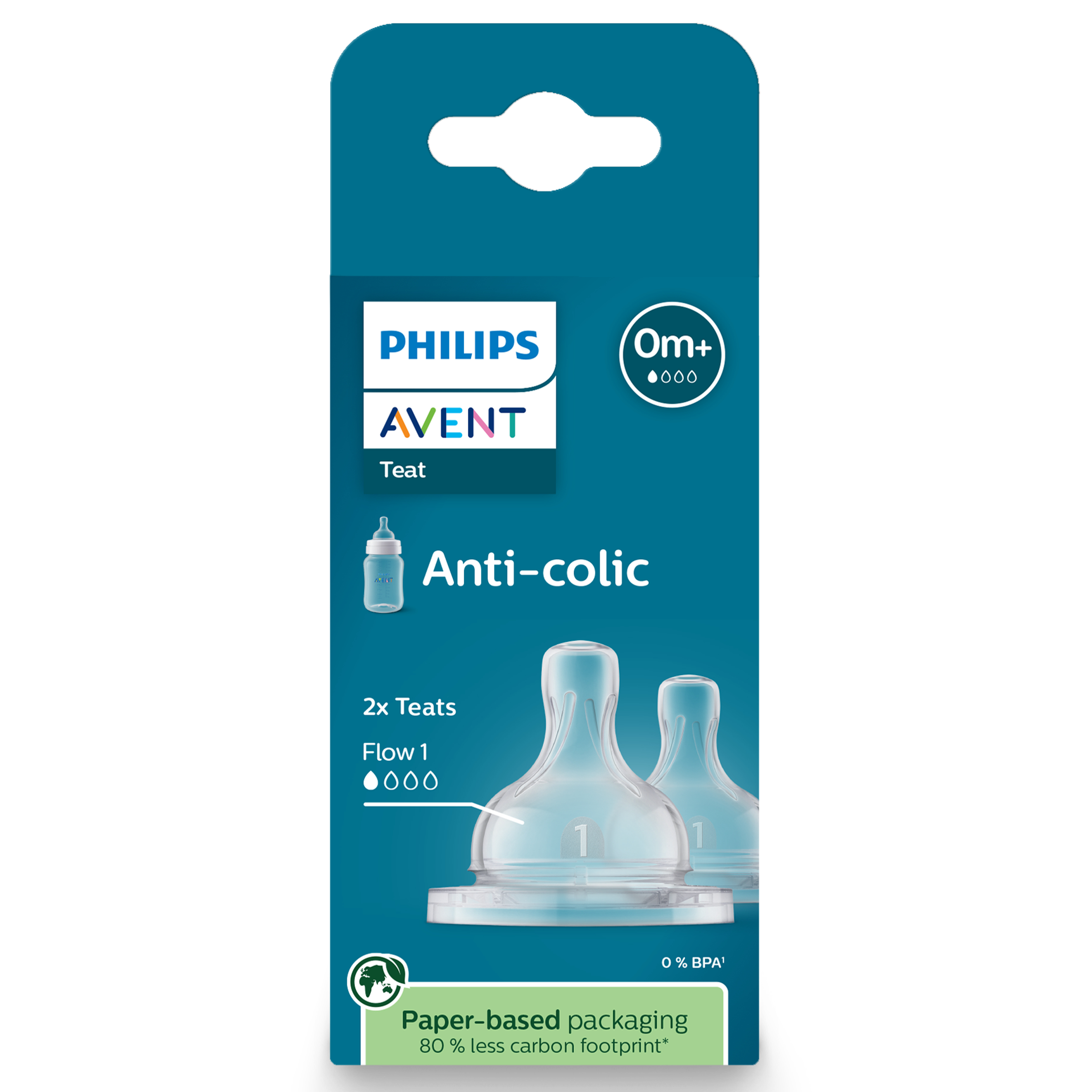 Avent Anti-Colic Silicone Teat Newborn 0M+ BPA Free 2 pack - Image 1