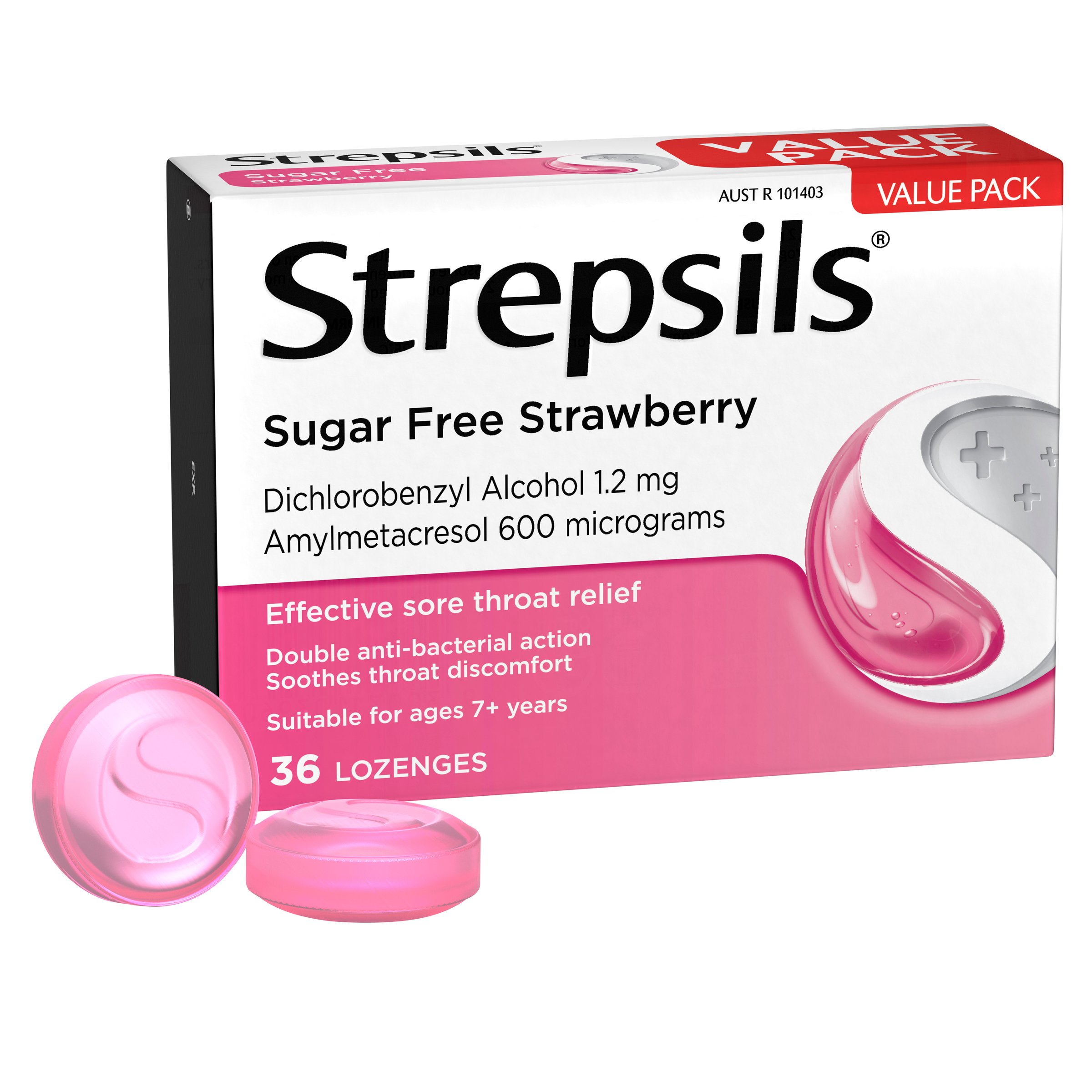 Strepsils Sugar Free Double Antibacterial Action Strawberry 36 lozenges - Image 8