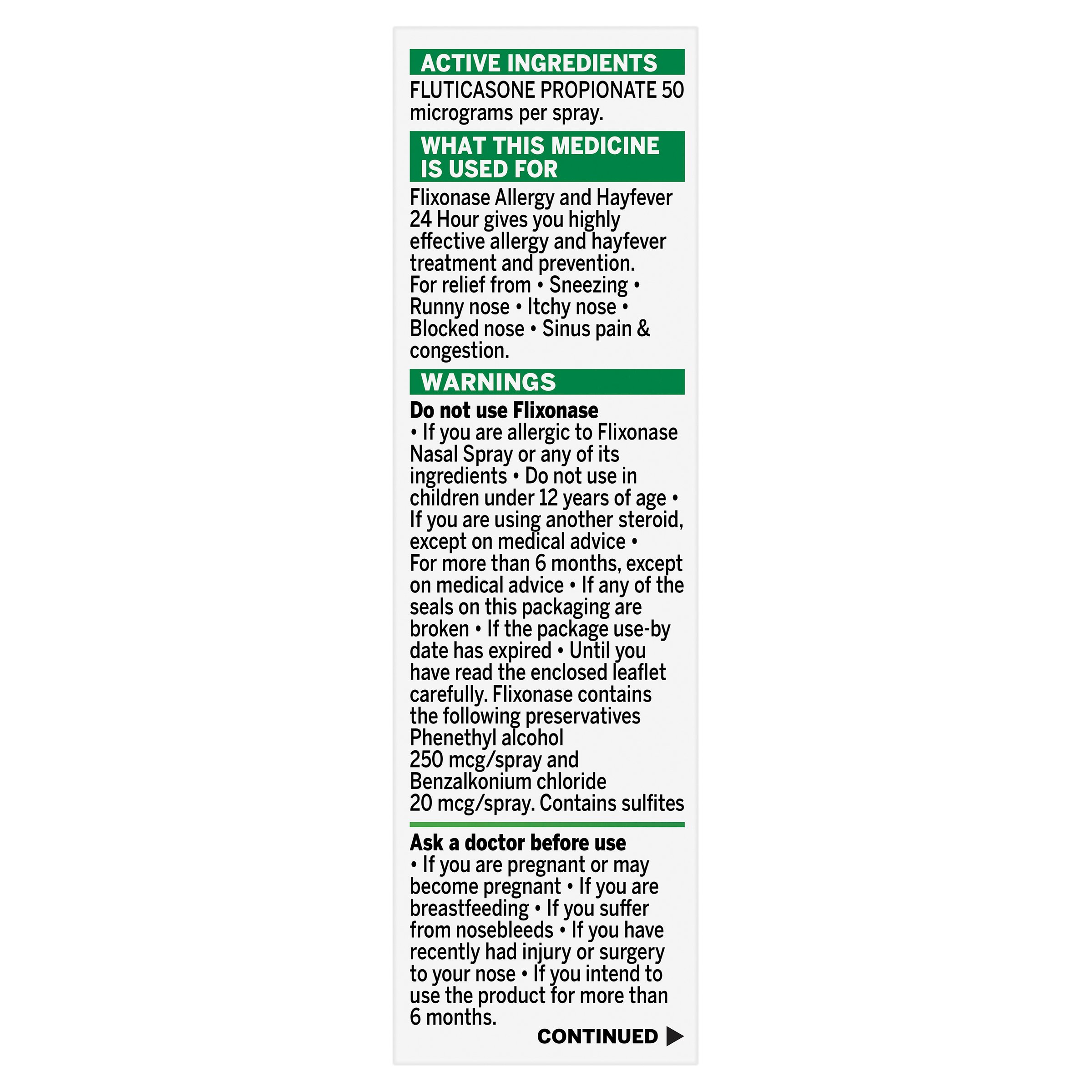Flixonase Allergy & Hayfever 24 Hour Nasal Spray 120 doses - Image 4