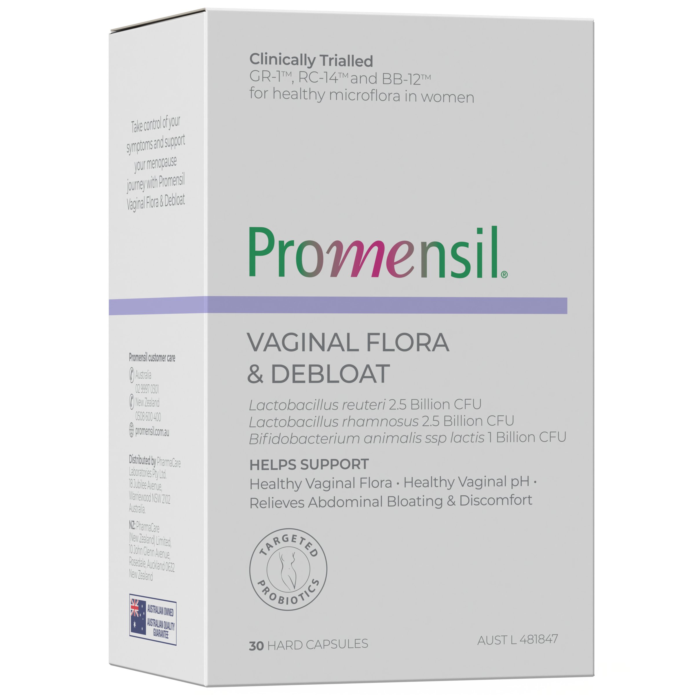 Promensil Vaginal Flora + Debloat 30 capsules - Image 1