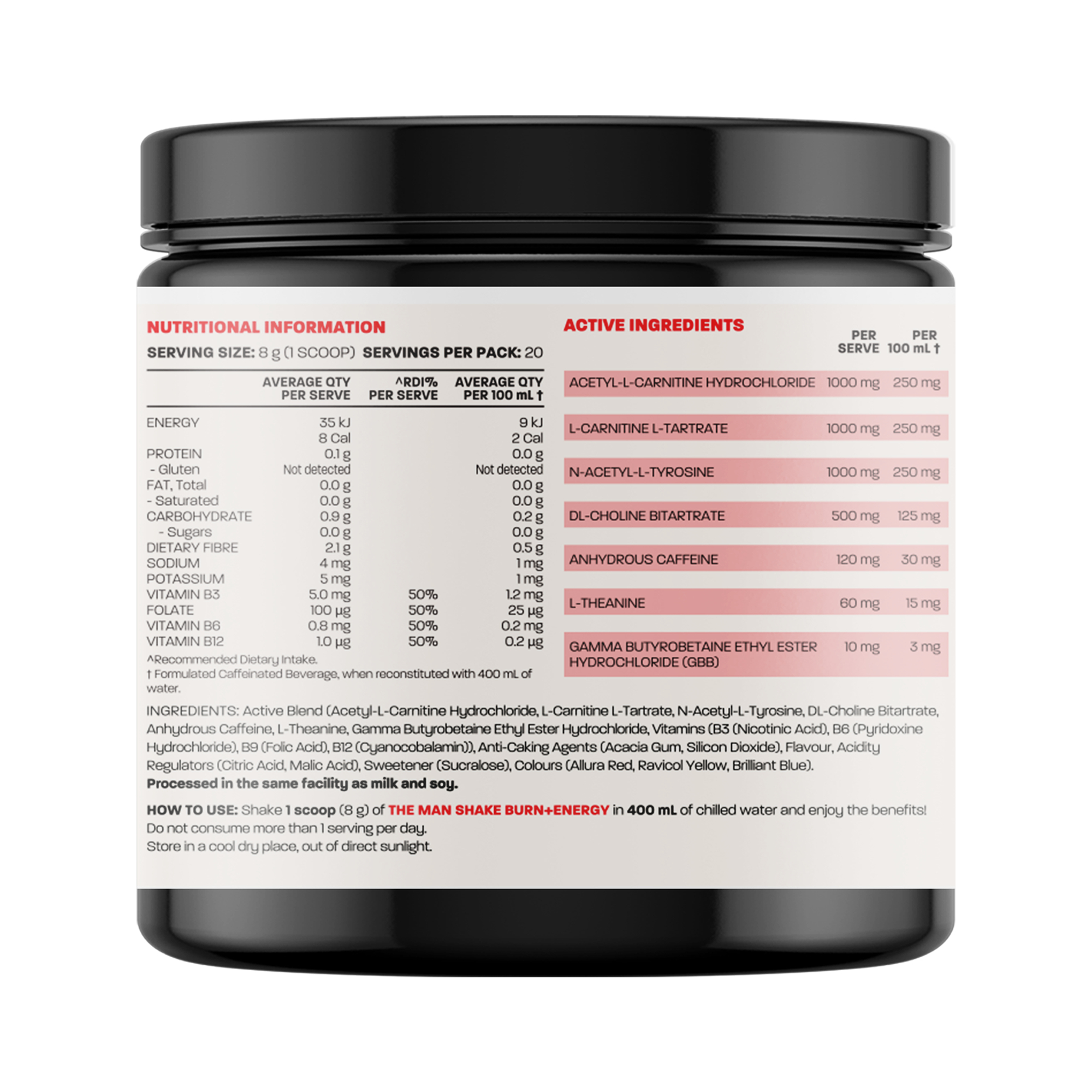 The Man Shake Burn + Energy Cola 160g - Image 2
