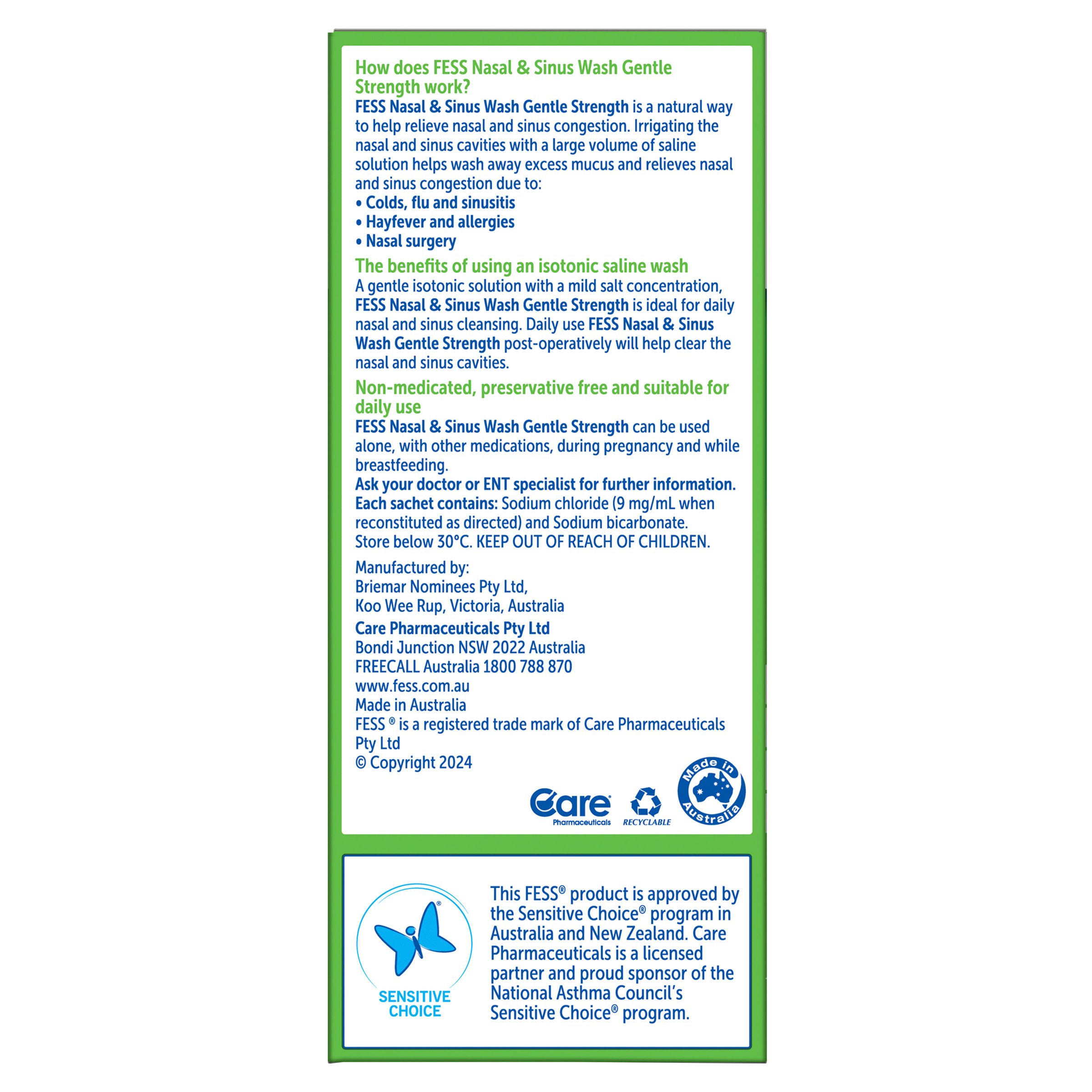 Fess Nasal & Sinus Wash Kit Gentle Strength 12 sachets - Image 3