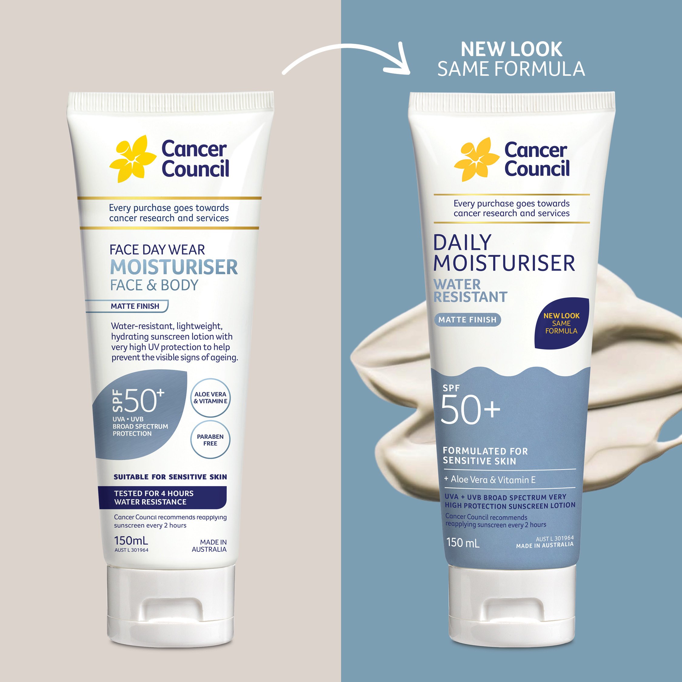 Cancer Council Face & Body Moisturiser SPF50+ Water Resistant 150ml - Image 3