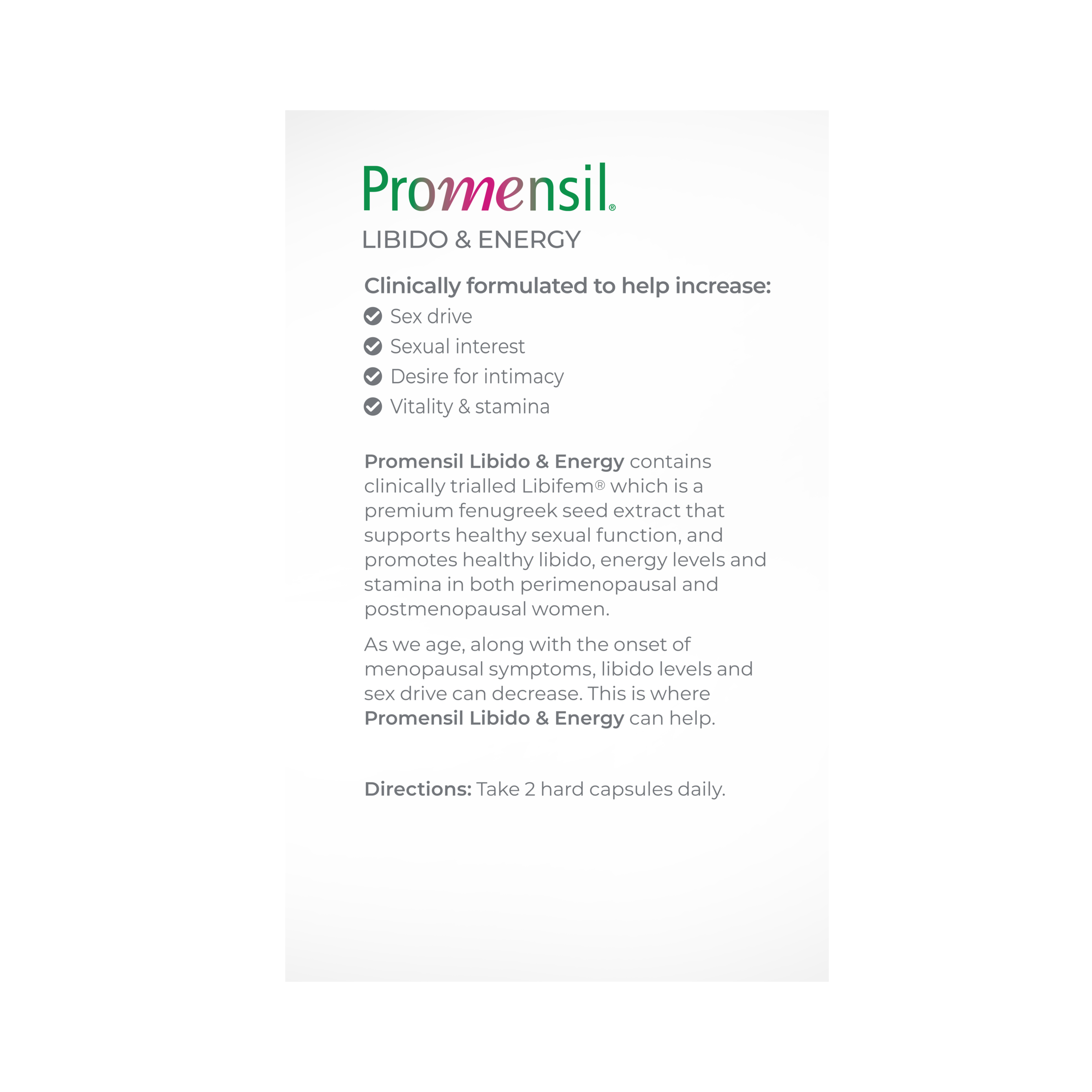 Promensil Libido & Energy 60 capsules - Image 2