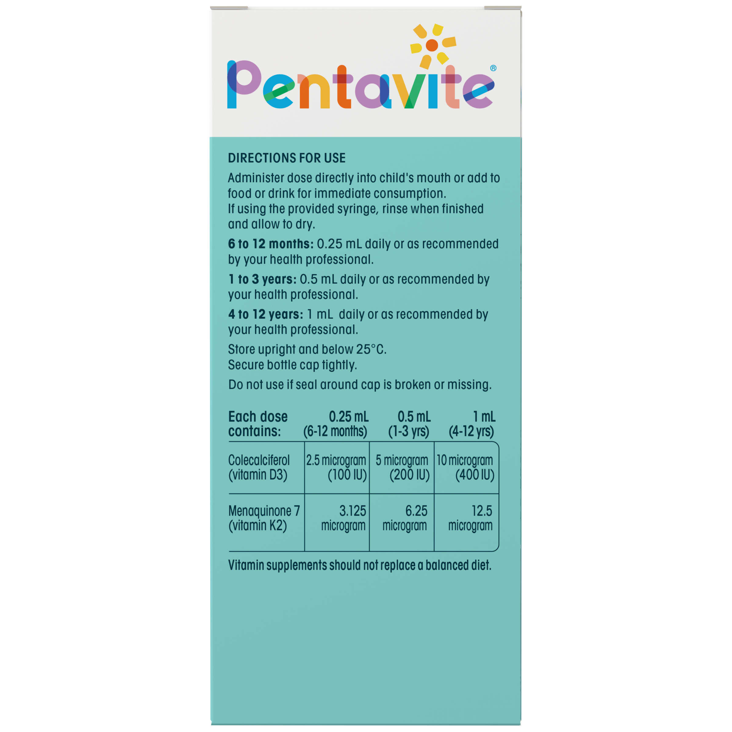 Pentavite Vitamin D3 & K2 Kids Liquid 30ml - Image 2