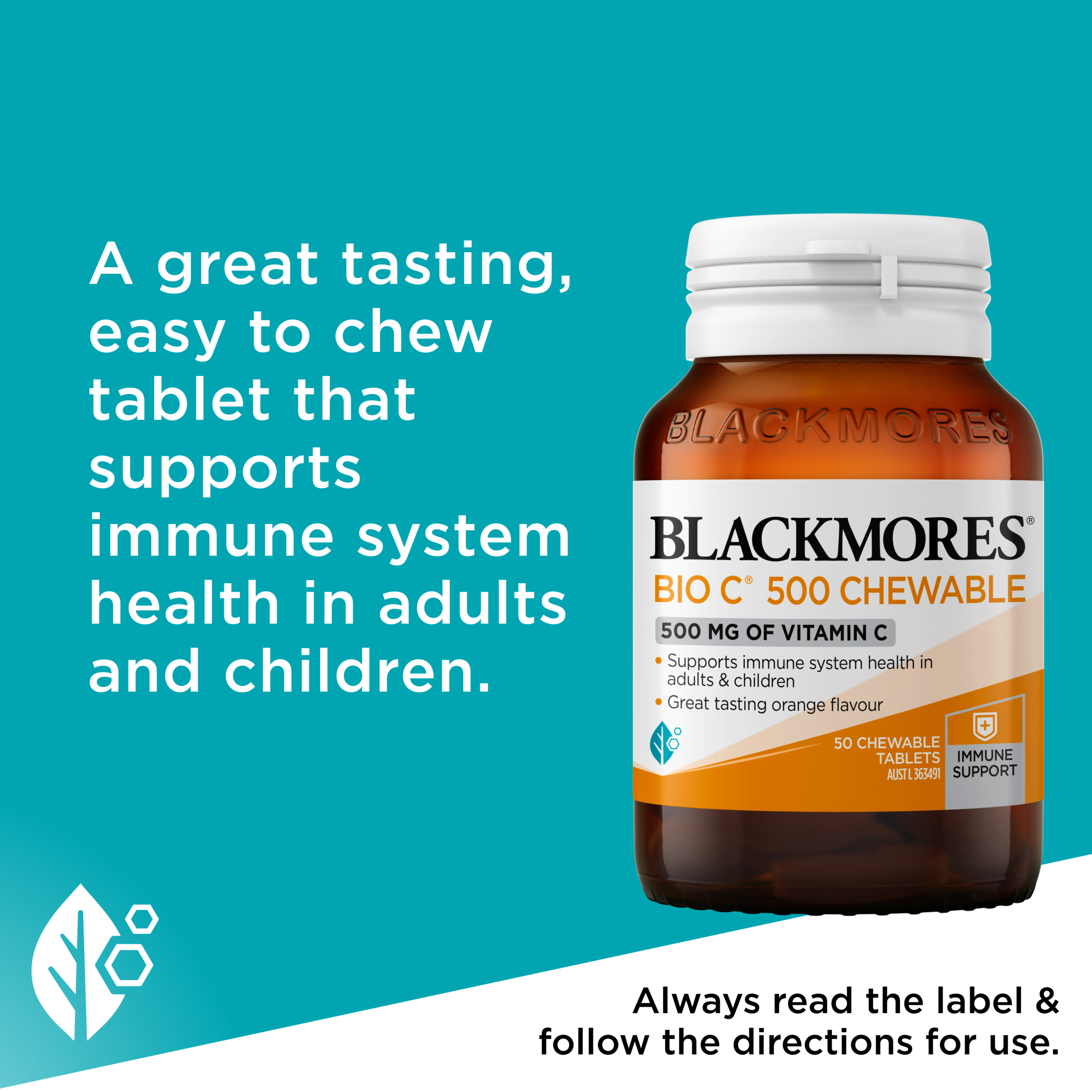 Blackmores Bio C 500 - 50 chewable tablets - Image 6