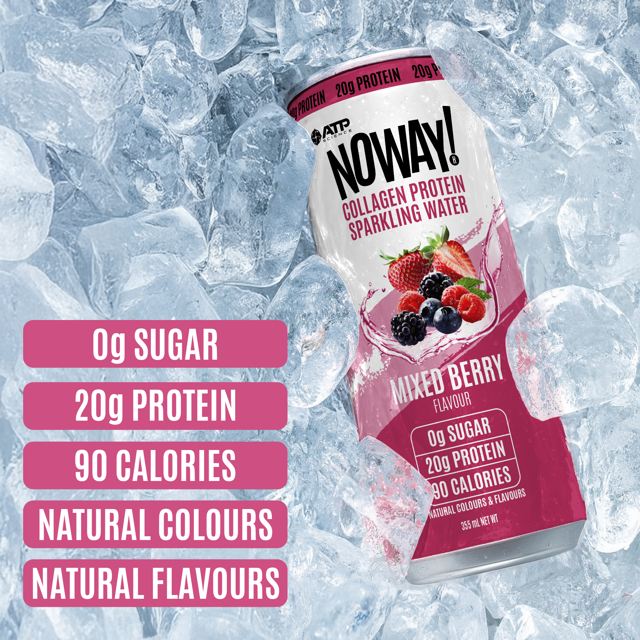 Noway Collagen Protein Water Sparkling Mixed Berry 355 ml - Image 2