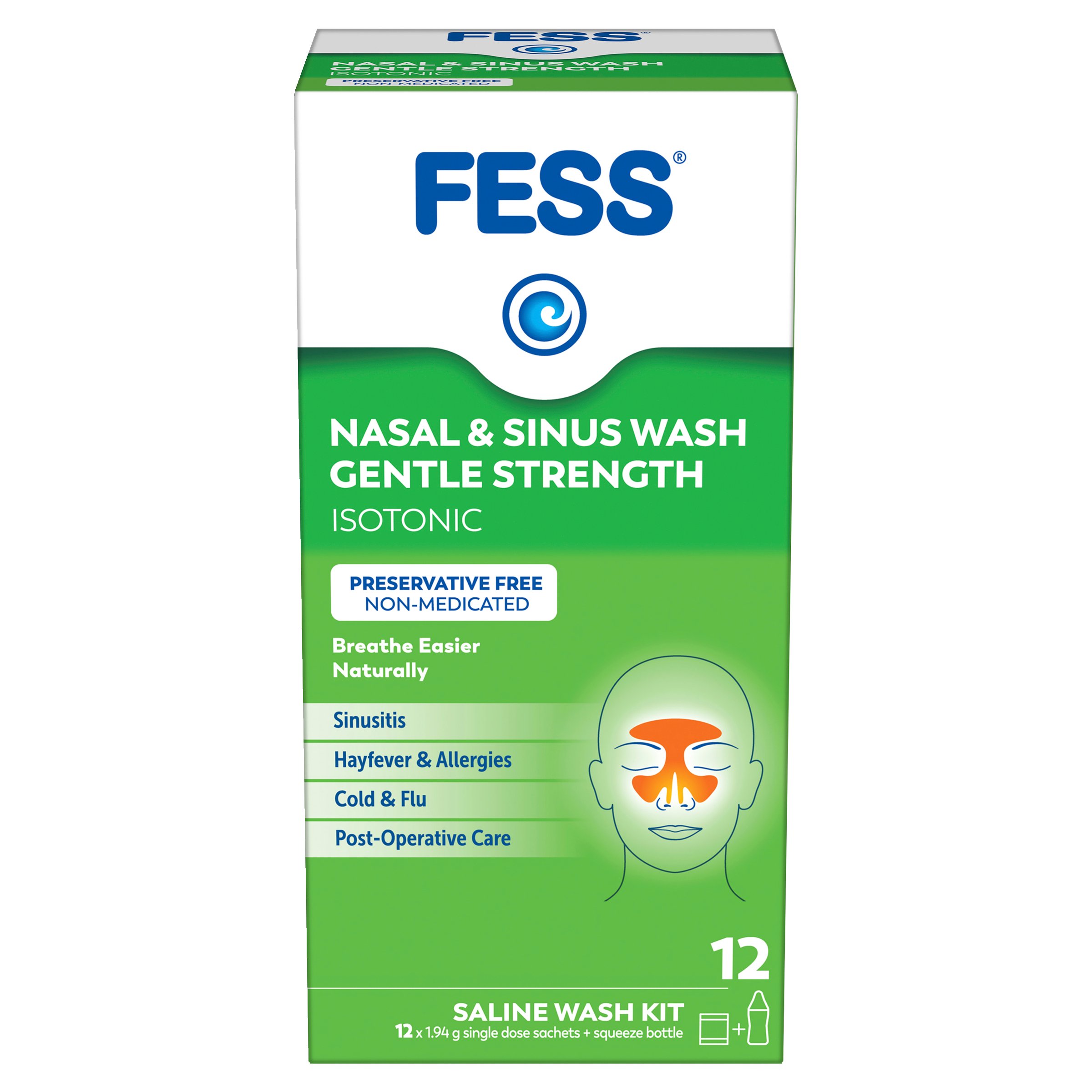Fess Nasal & Sinus Wash Kit Gentle Strength 12 sachets - Image 1