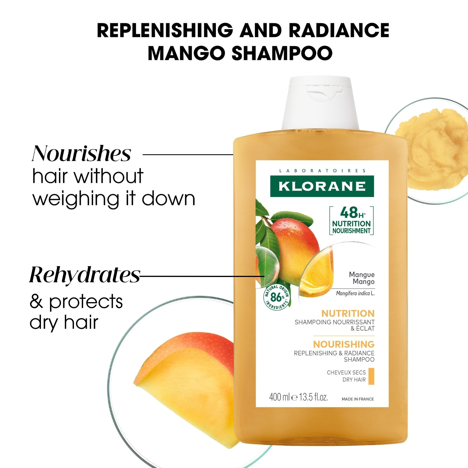 Klorane Nourishing Shampoo with Mango Butter 400ml - Image 6
