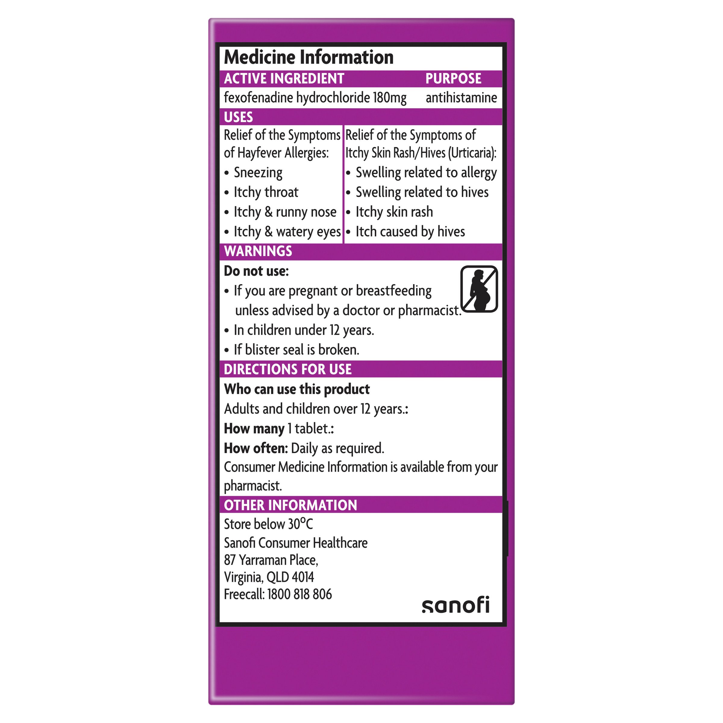 Telfast 180mg - 30 tablets - Image 2