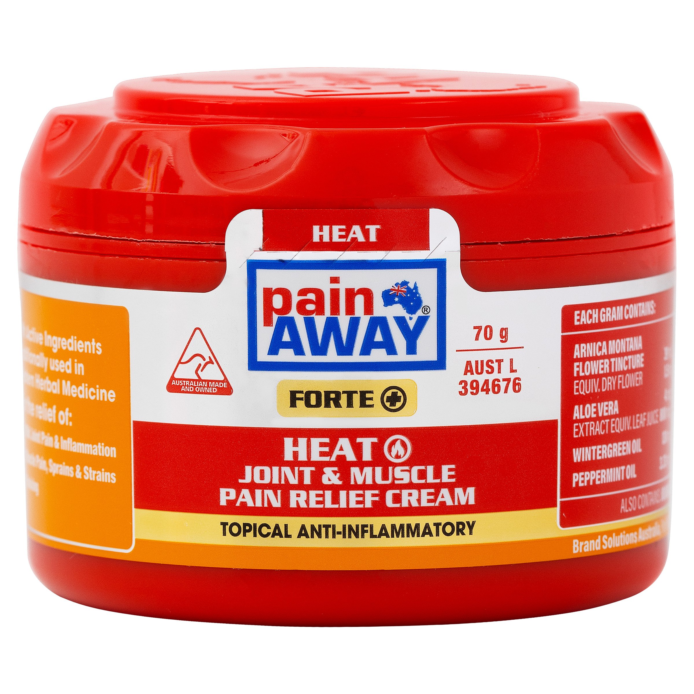 Pain Away Forte + Heat Joint & Muscle Pain Relief Cream 70g - Image 1
