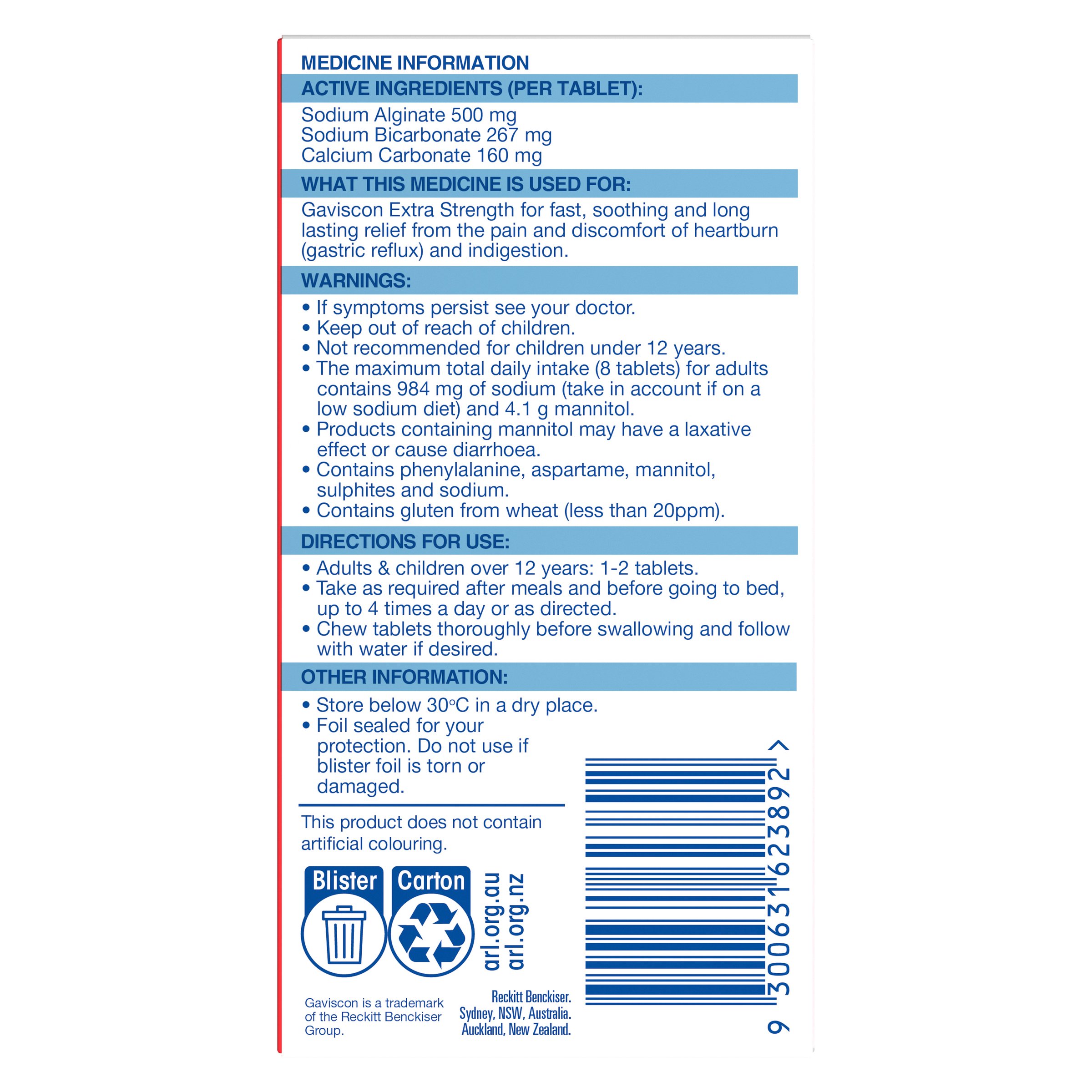 Gaviscon Extra Strength Heartburn And Indigestion Relief Peppermint 24 chew tabs - Image 2