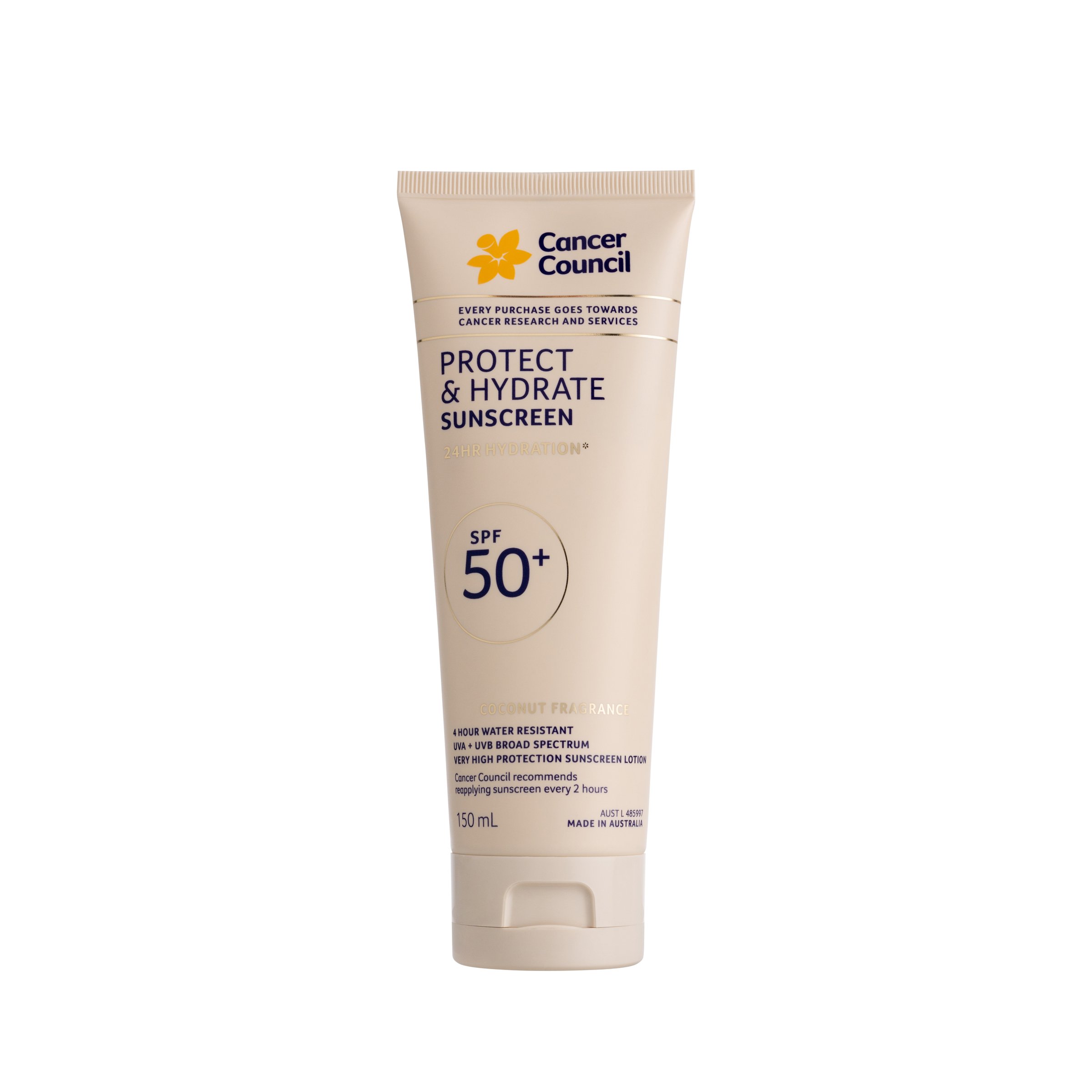 Cancer Council Protect & Hydrate Suncreen (Coconut) SPF50+ 150ml - Image 1