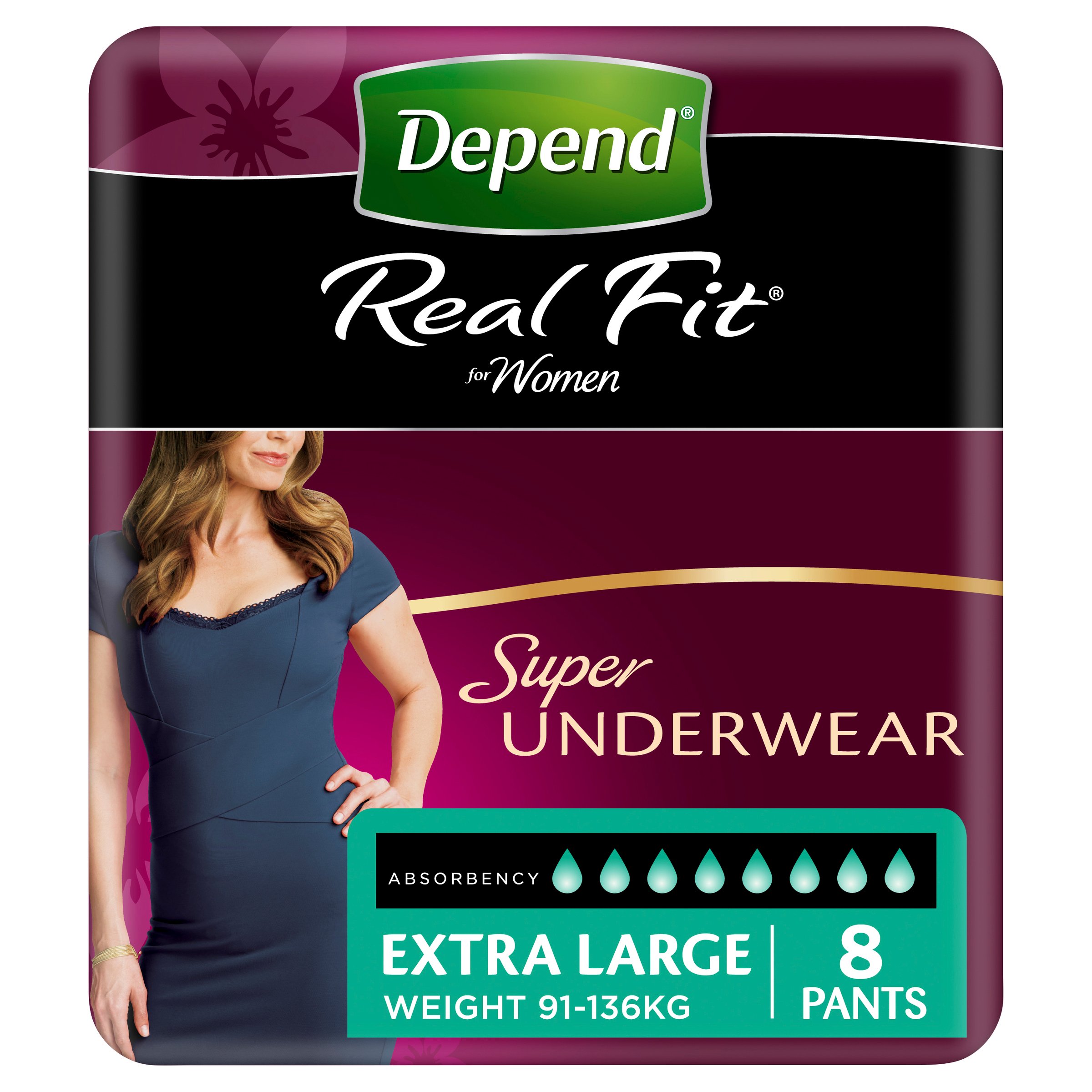 Depend RealFit Super Underwear Female Extra Large 8 pack - Image 8