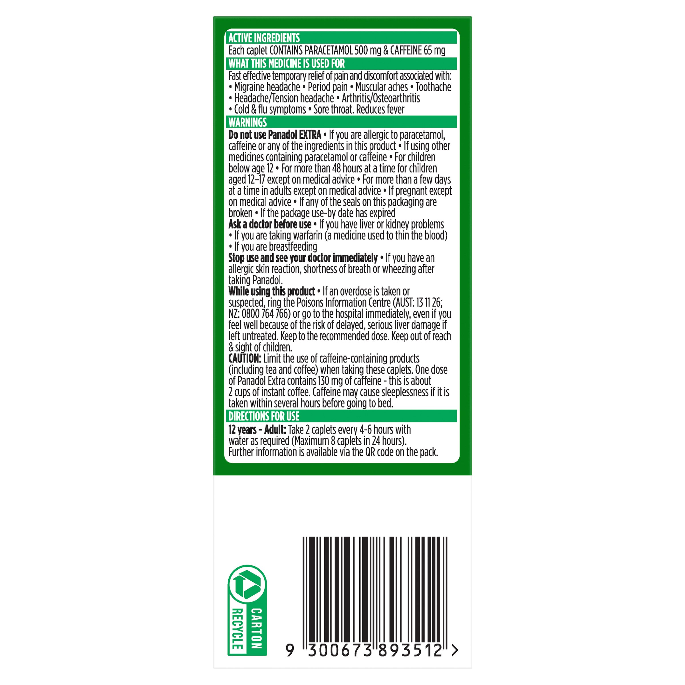 Panadol Extra Optizorb 500/65mg 48 caplets - Image 2