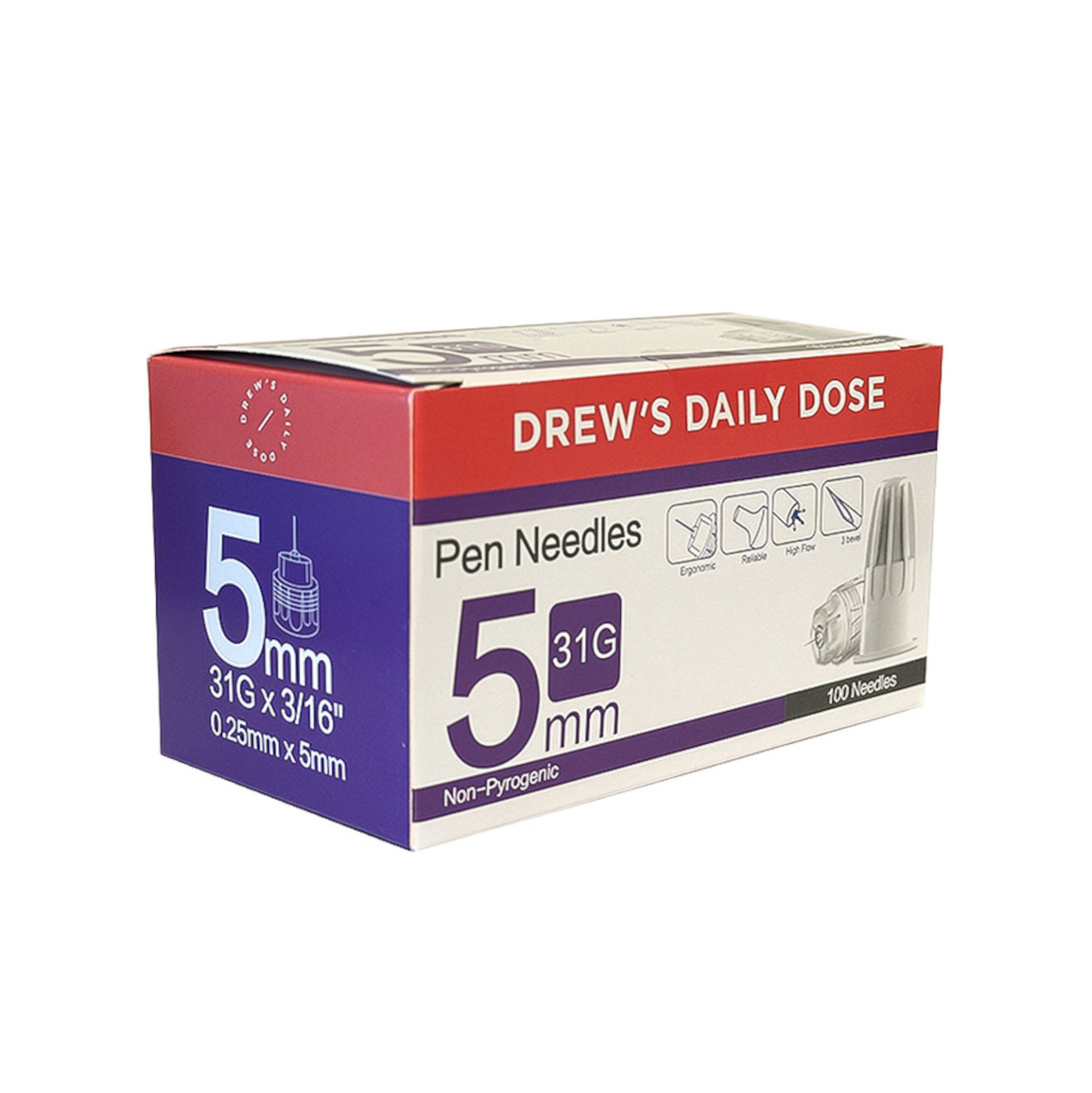 Drew's Daily Dose Pen Needle 31G x 5mm 100