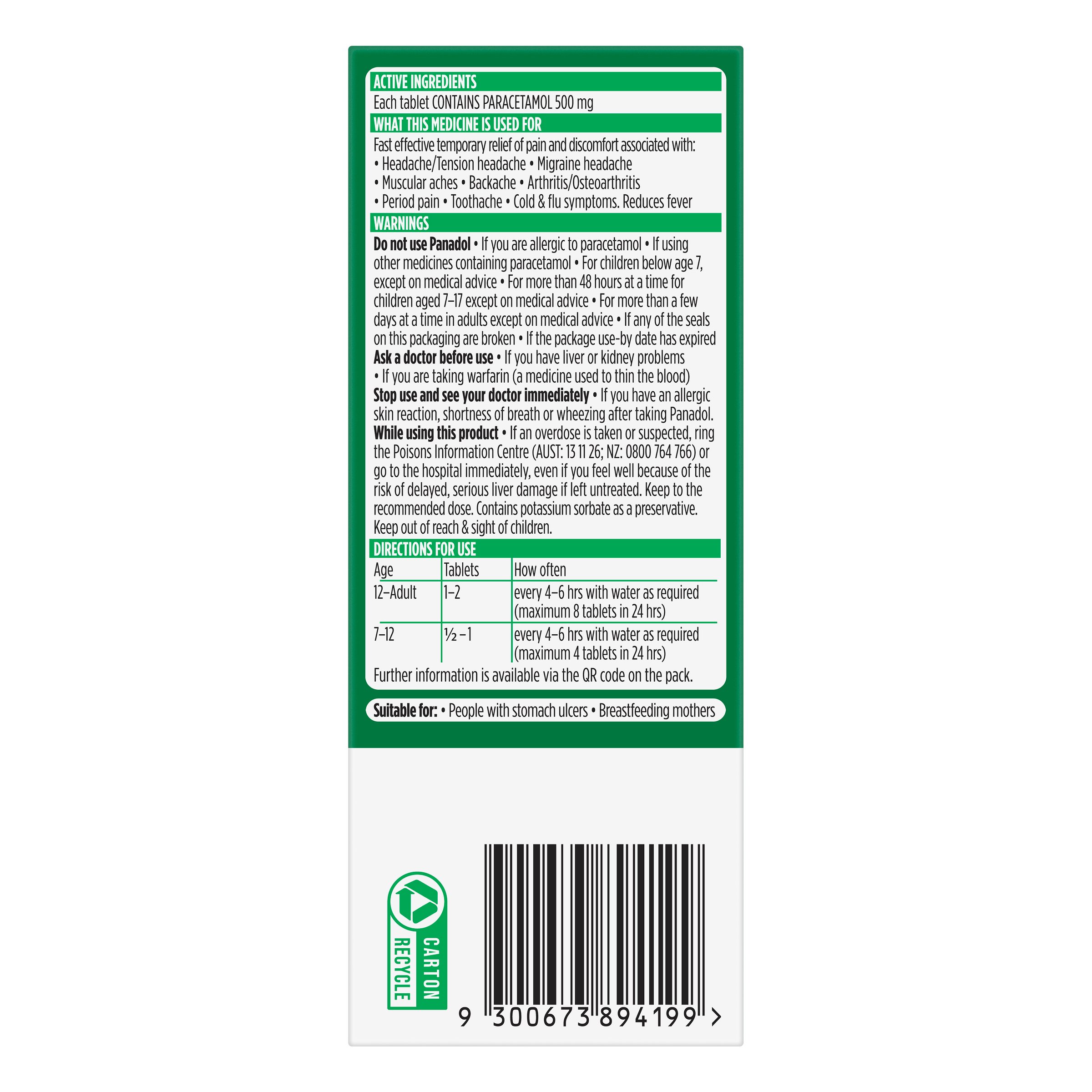 Panadol 500mg - 48 tablets - Image 2