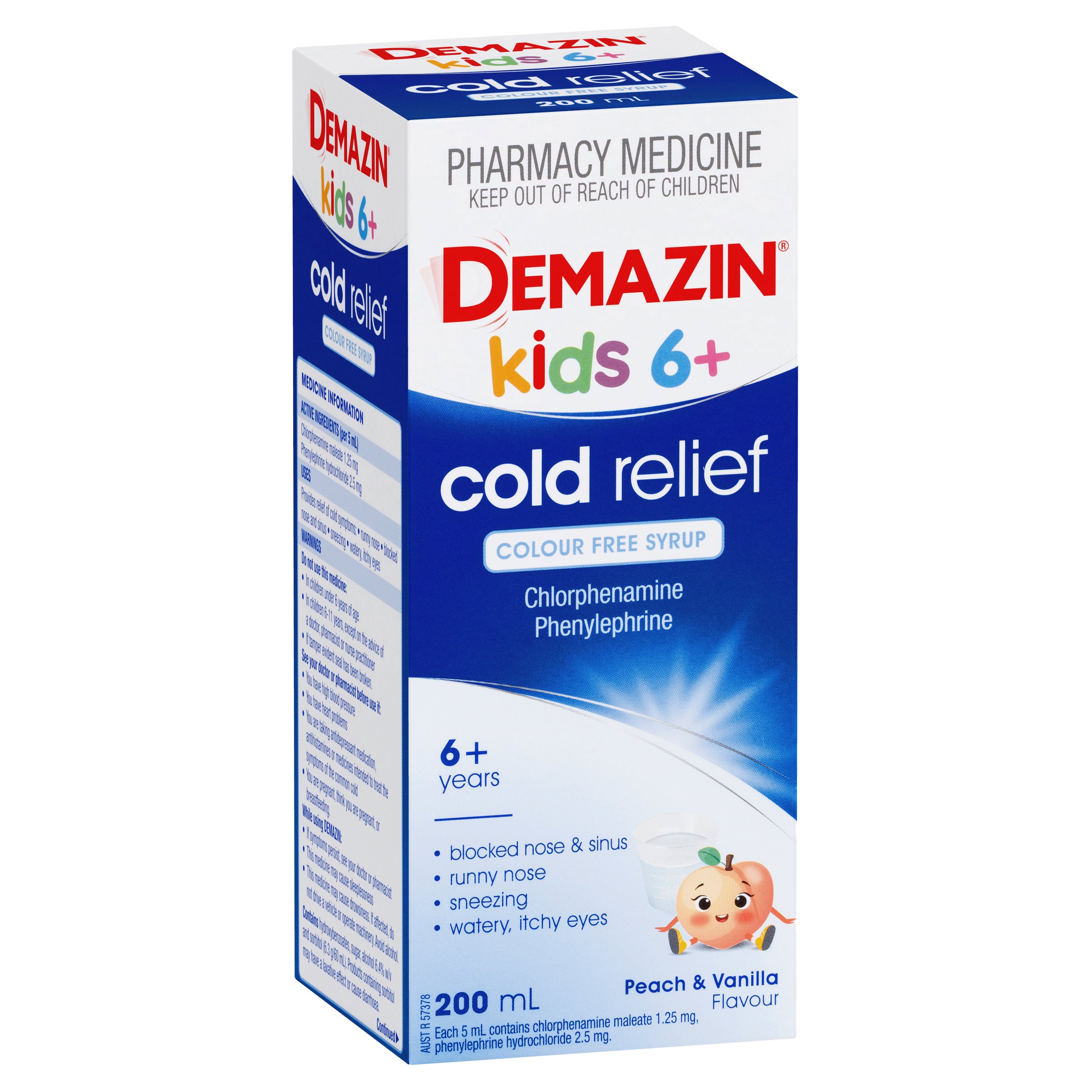 Demazin Kids 6+ Years Cold Relief Peach & Vanilla Flavour 200ml - Image 7