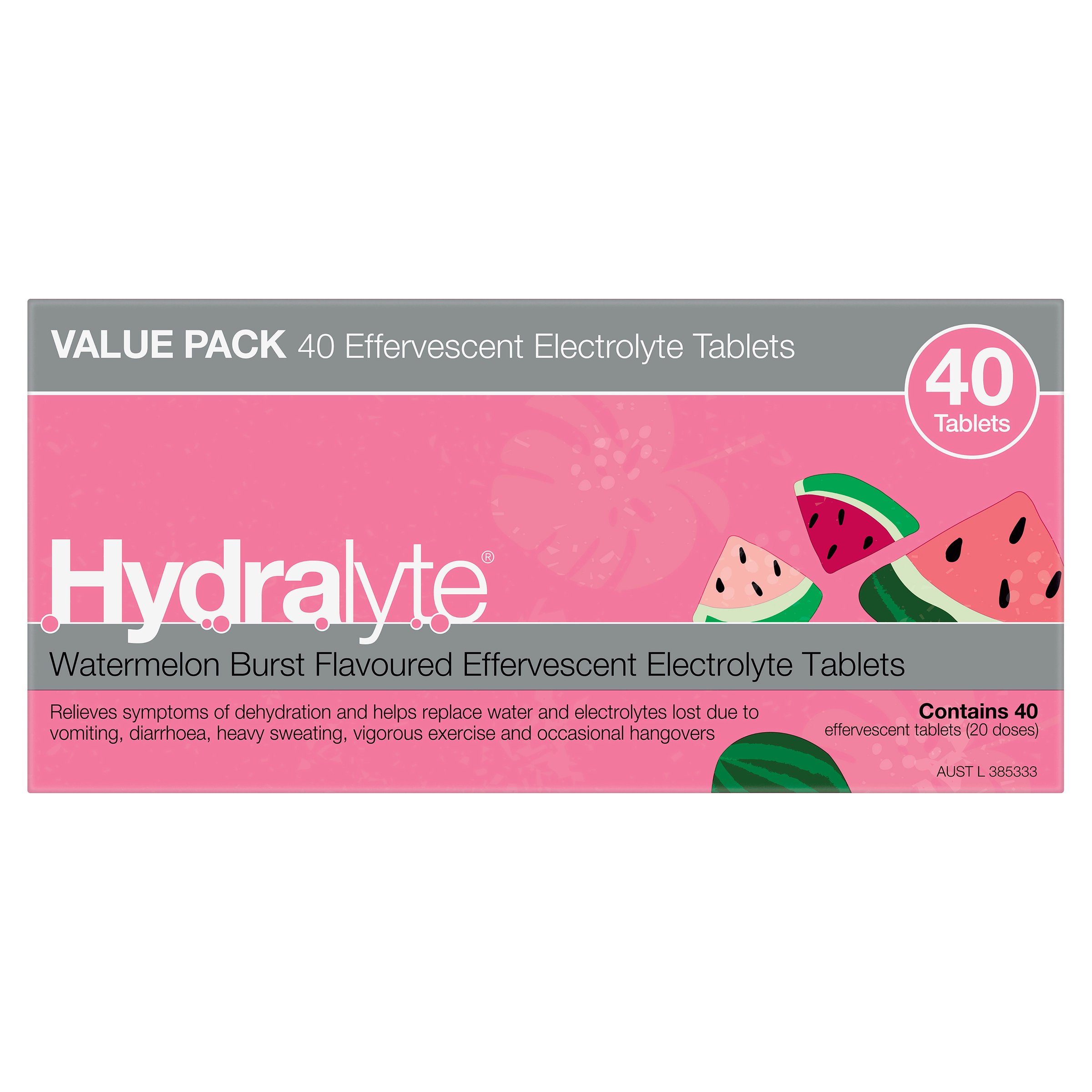 Hydralyte Watermelon Burst Flavoured Effervescent Electrolyte 40 tablets - Image 7