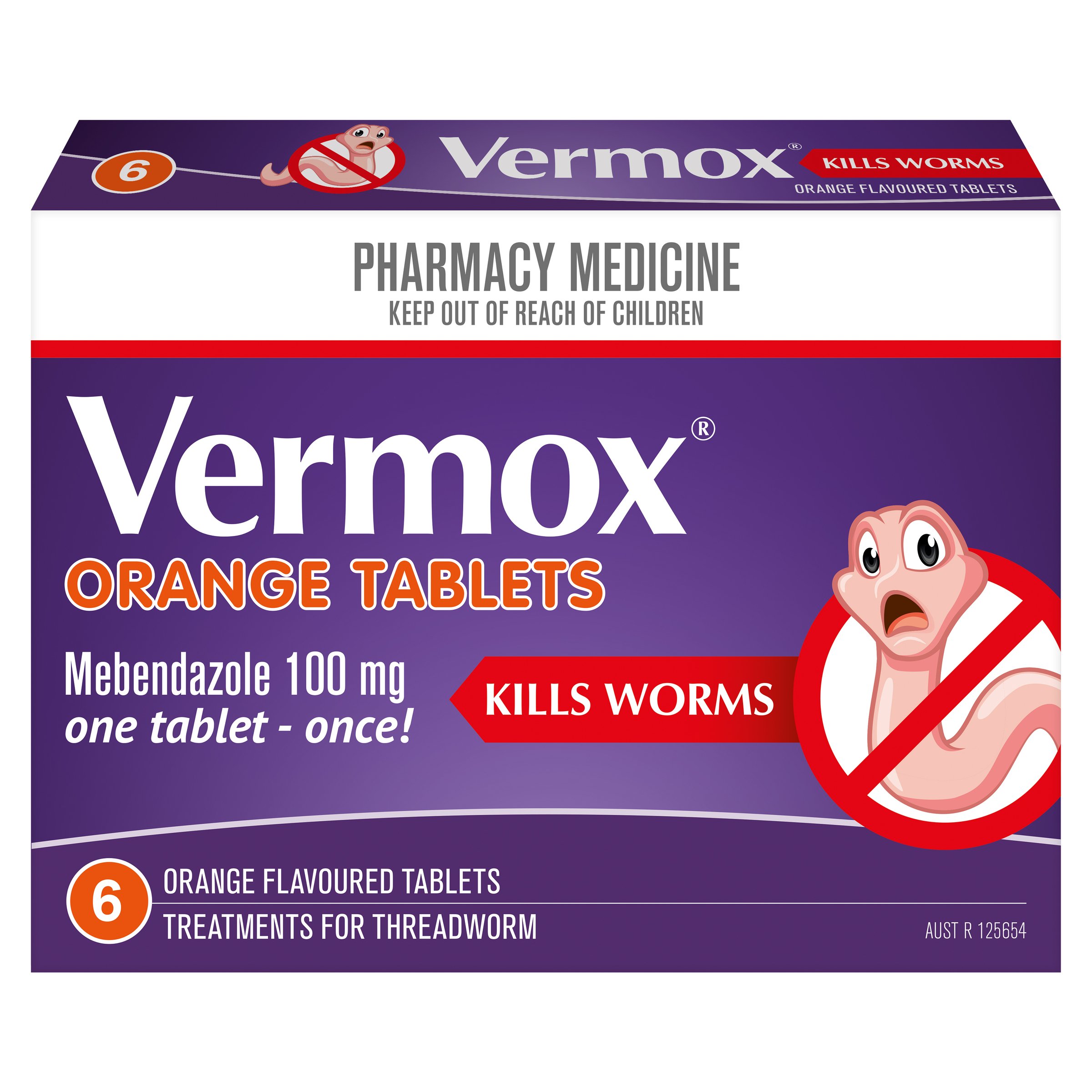 Vermox Treatment For Threadworm Orange Flavoured 6 Tablets - Image 4