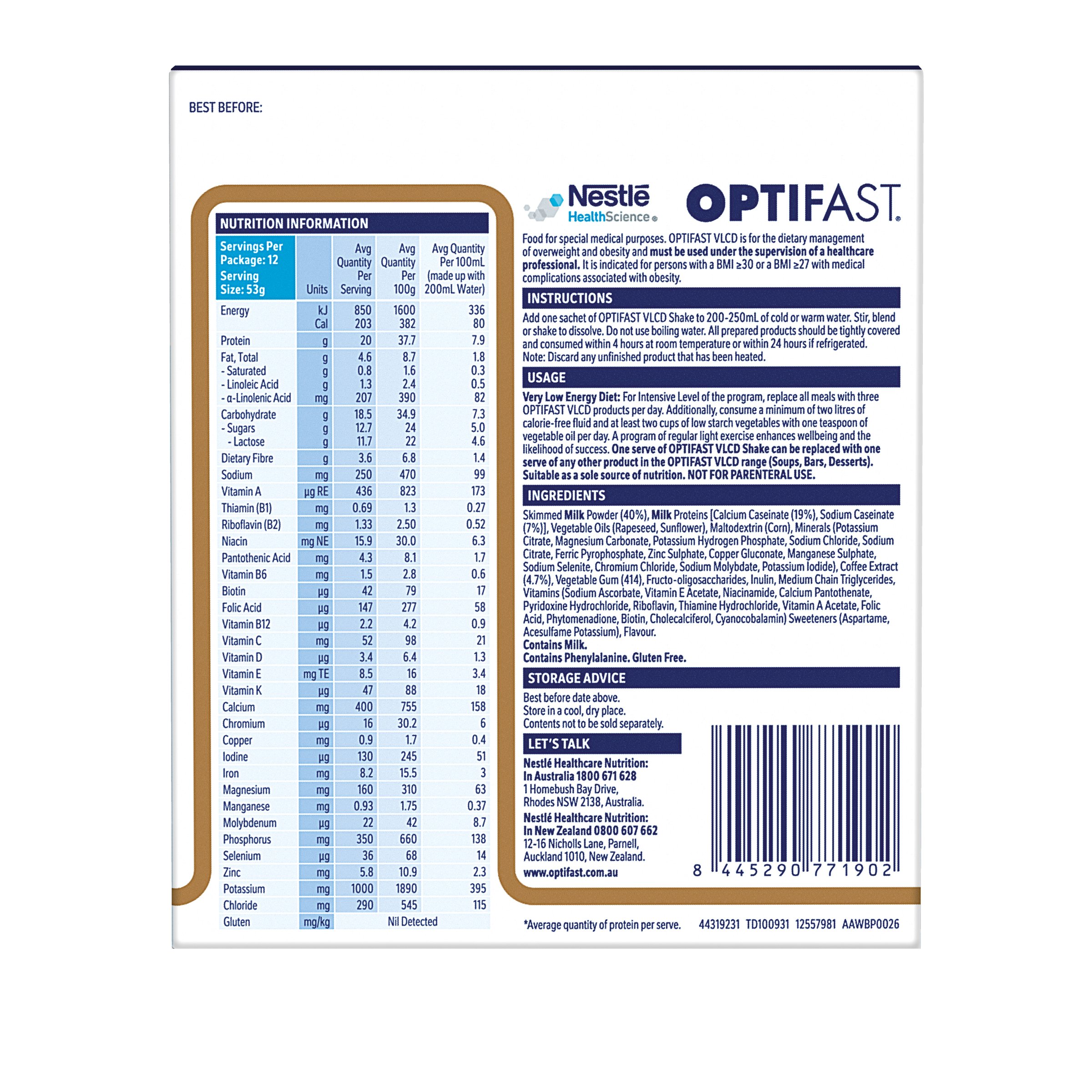 Optifast VLCD Shake Coffee 12 pack - Image 2
