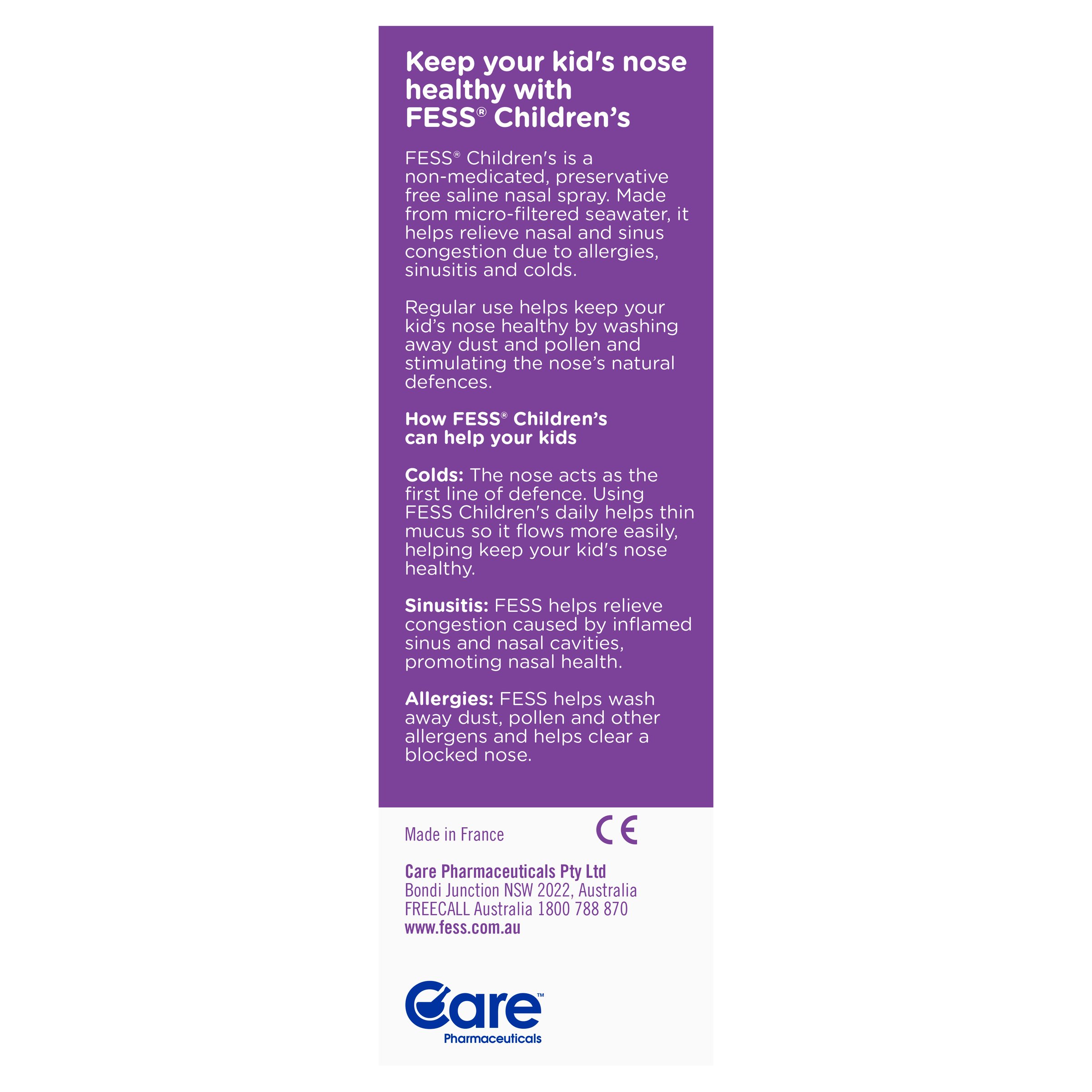 Fess Children's Nasal Saline Spray 2 Years+ 20ml - Image 2