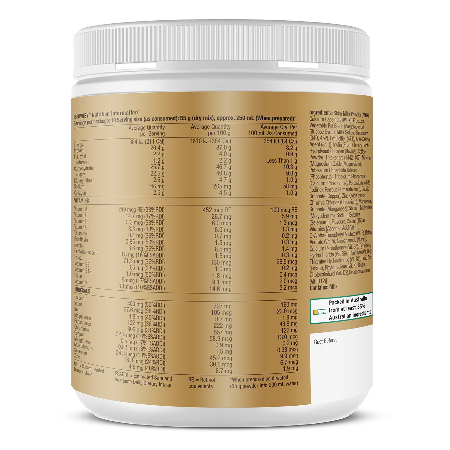 Isowhey Protein + Collagen Shake Tiramisu 550g - Image 3