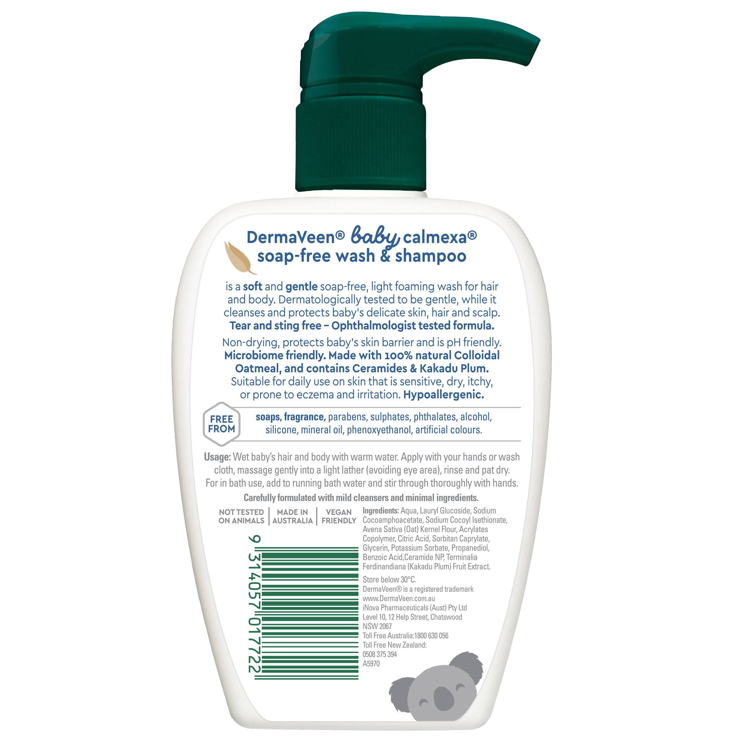 DermaVeen Baby Calmexa Soap Free Wash & Shampoo 250ml - Image 2