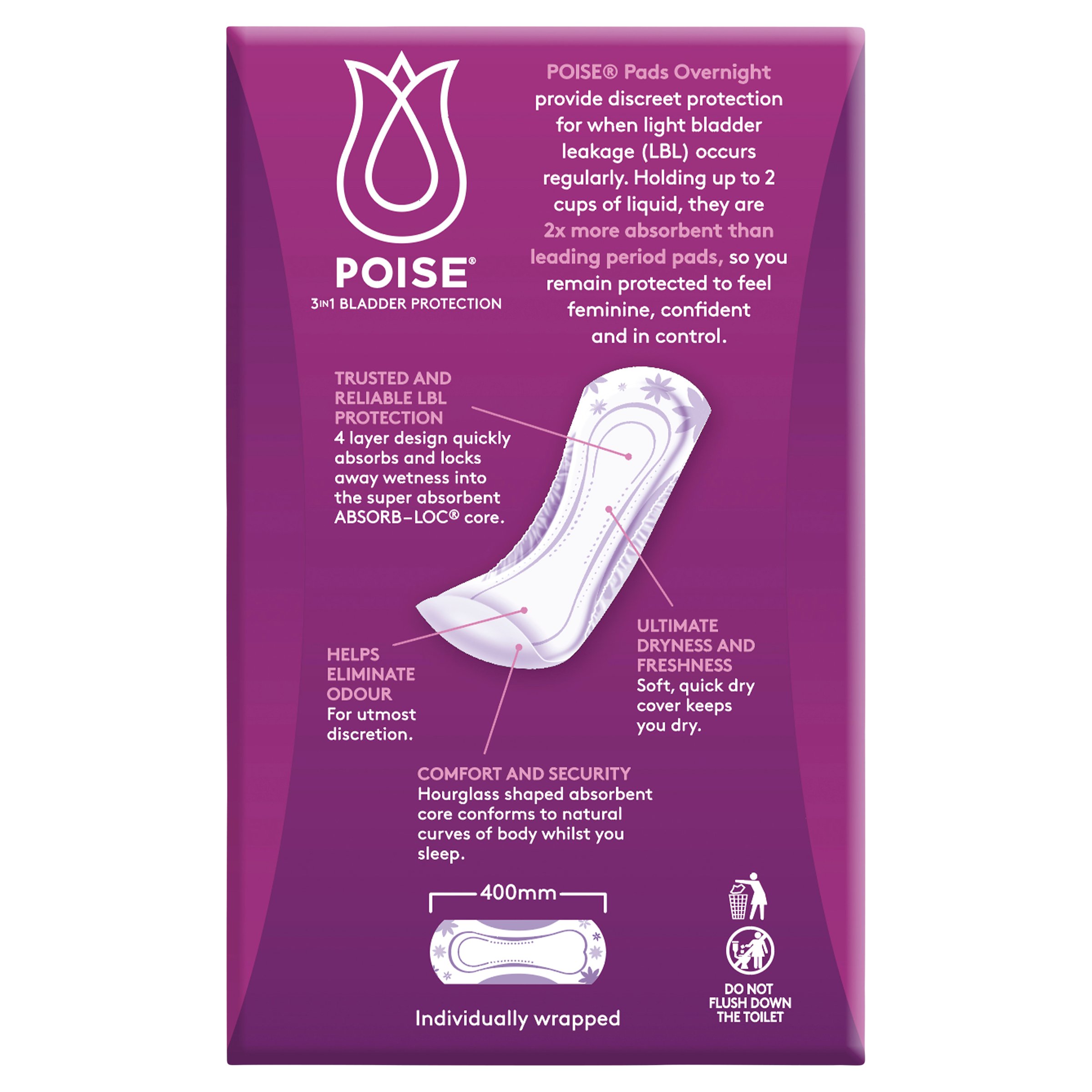 Poise Pads Overnight 8 pack - Image 2