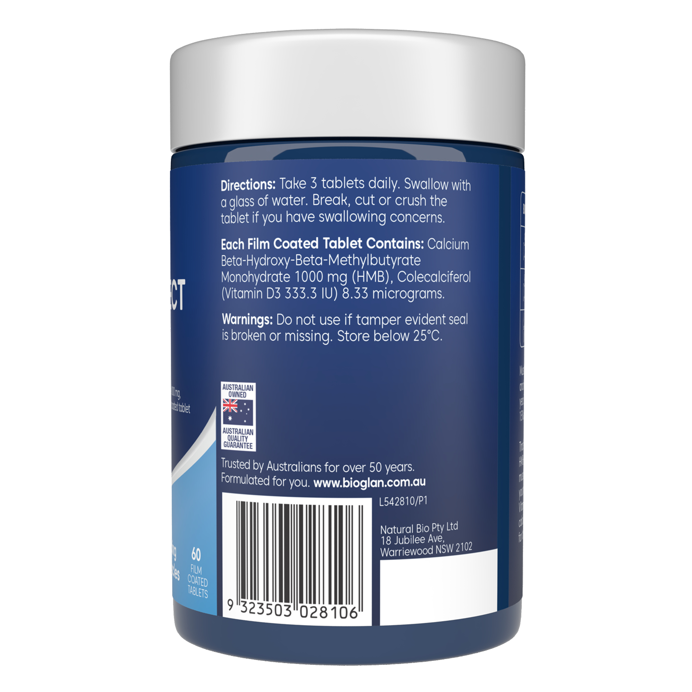 Bioglan Muscle Protect HMB + D3 60 tablets - Image 2