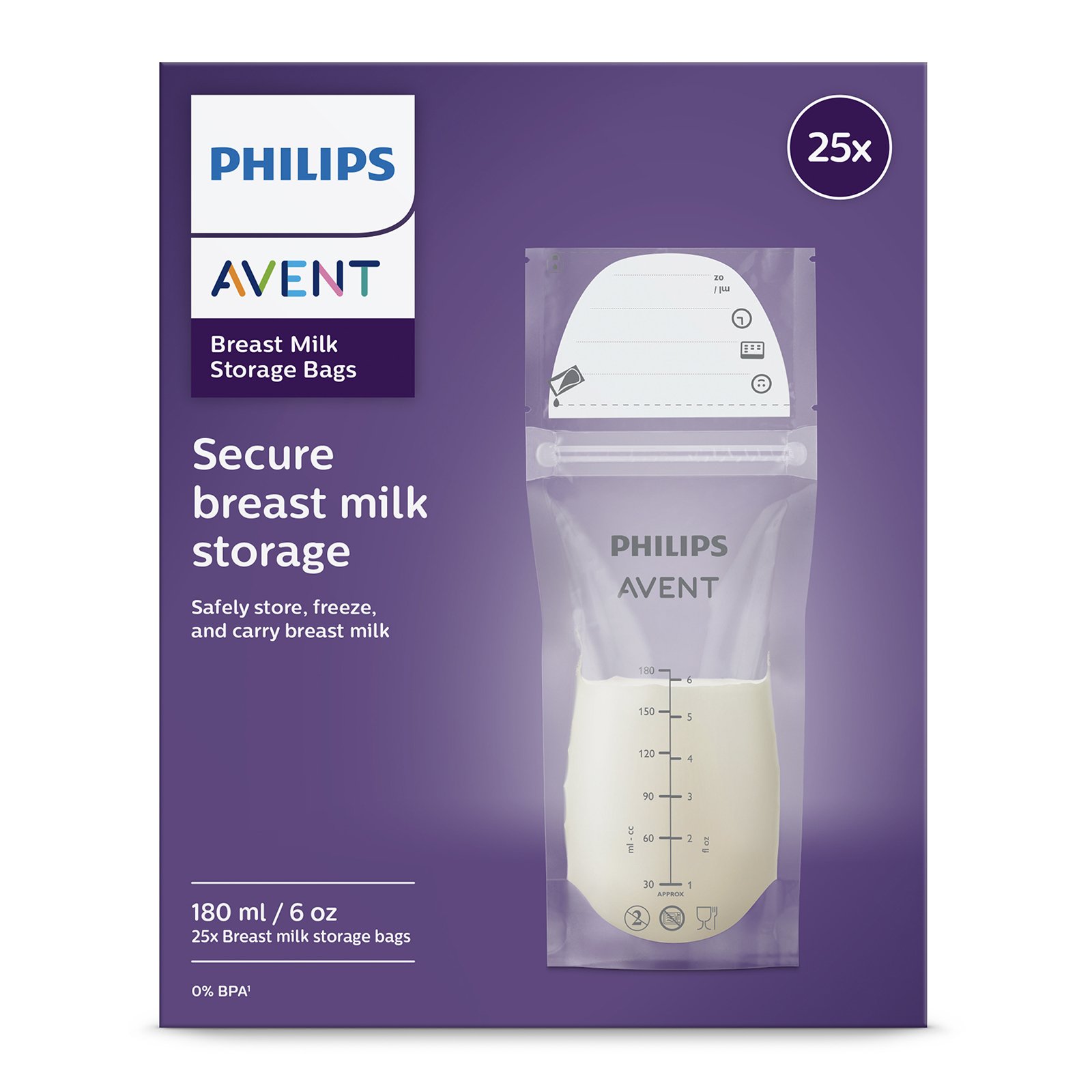 Avent Breast Milk Storage Bags 180ml - 25 pack