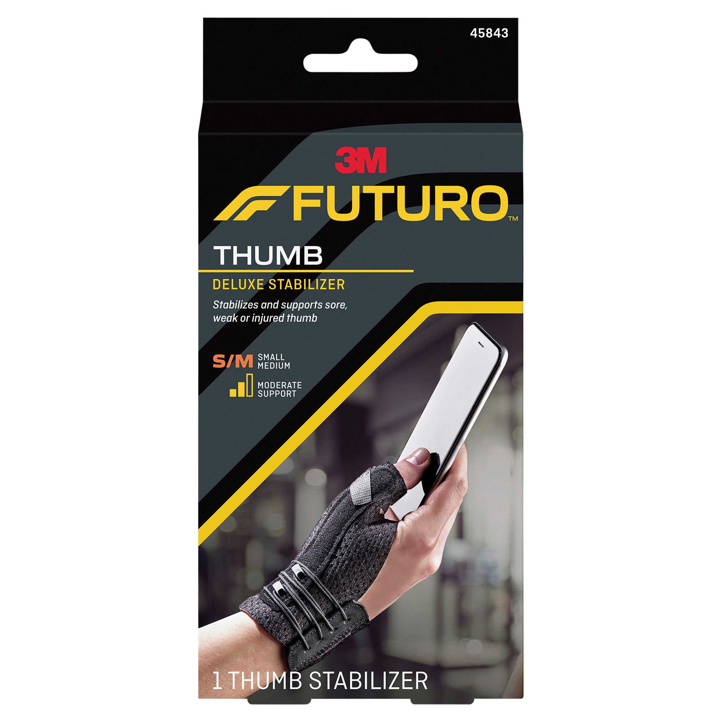 Futuro Deluxe Thumb Stabiliser Small/Medium Black 1 each - Image 1