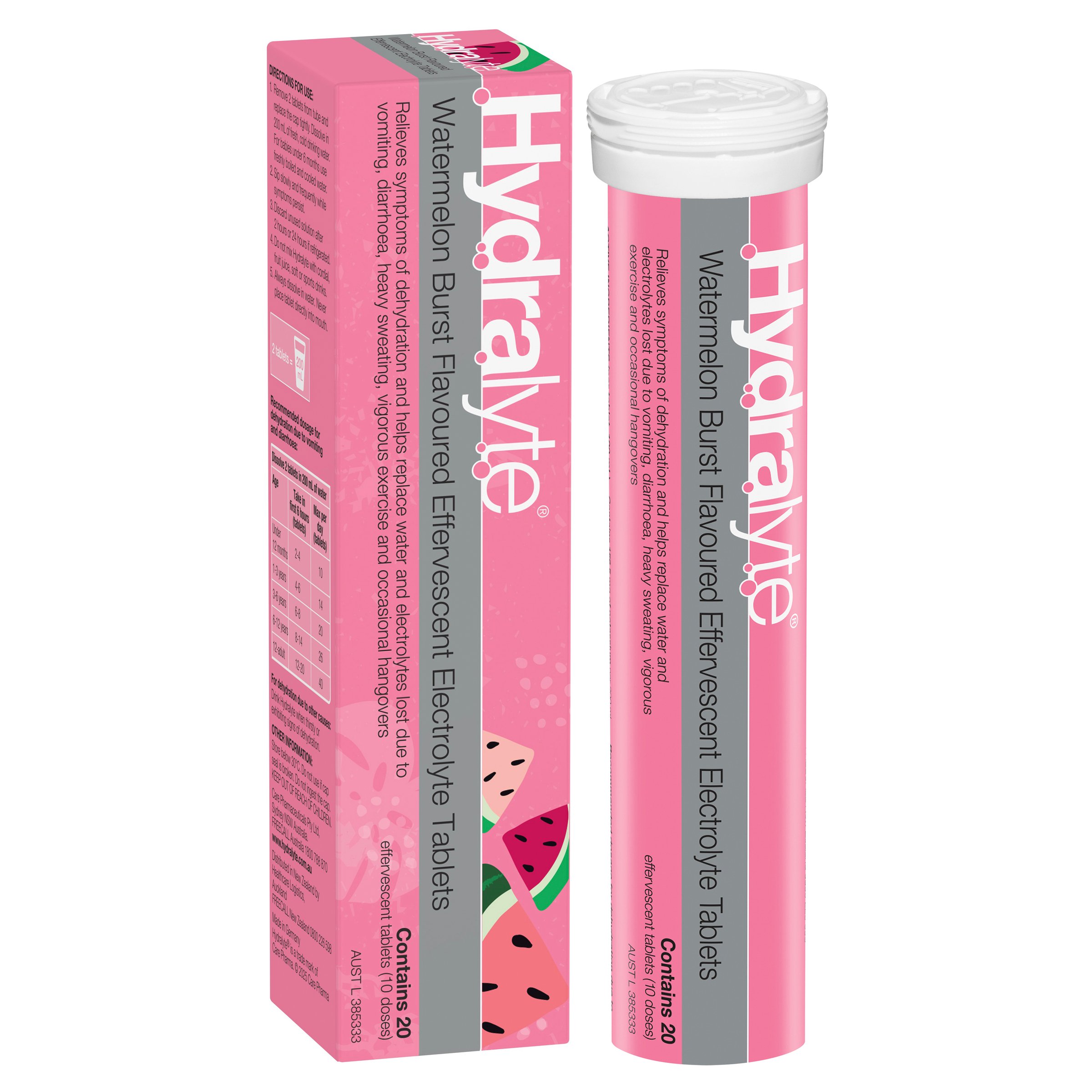 Hydralyte Effervescent Watermelon Burst 20 tablets - Image 14