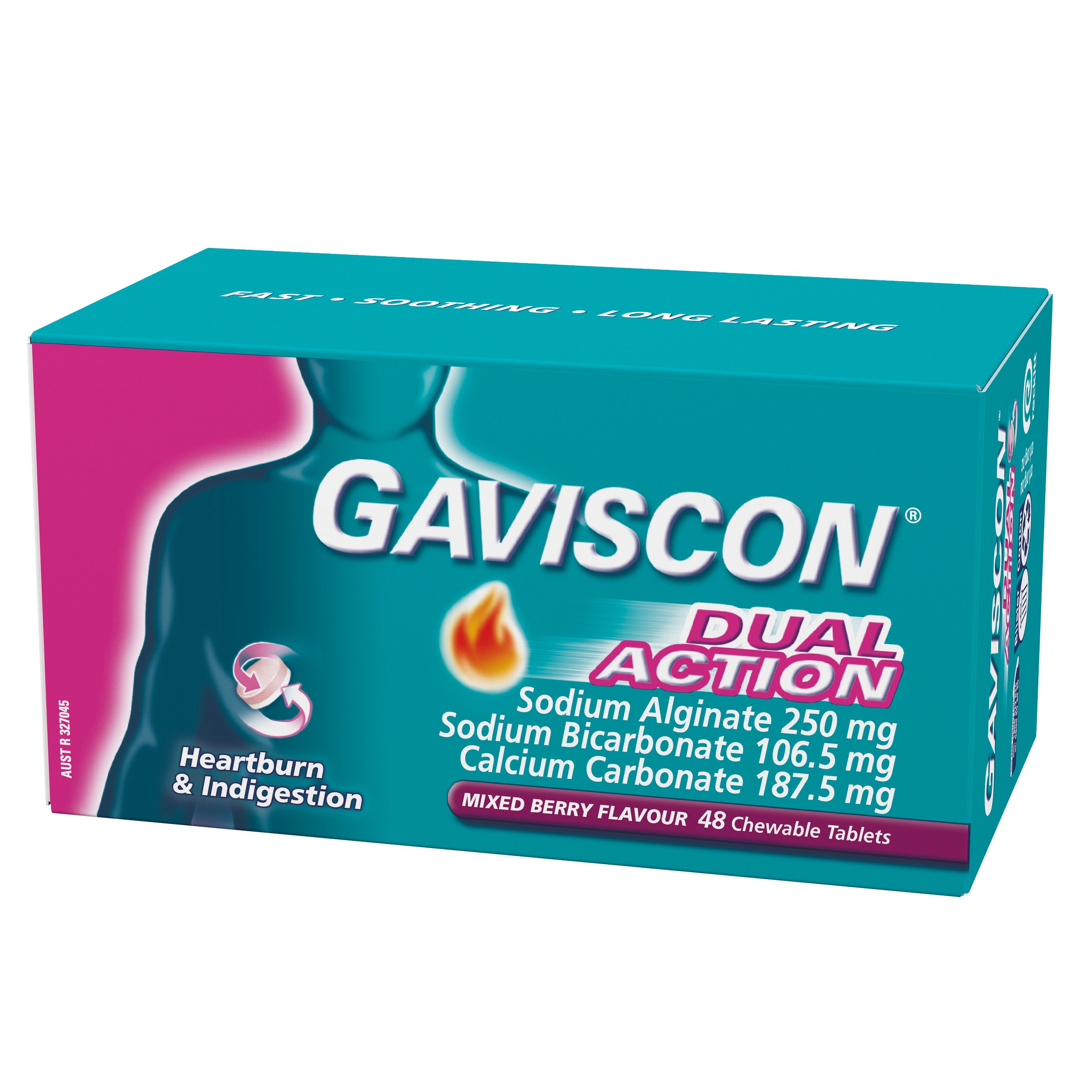 Gaviscon Dual Action Mixed Berry 48 chewable tablets - Image 3