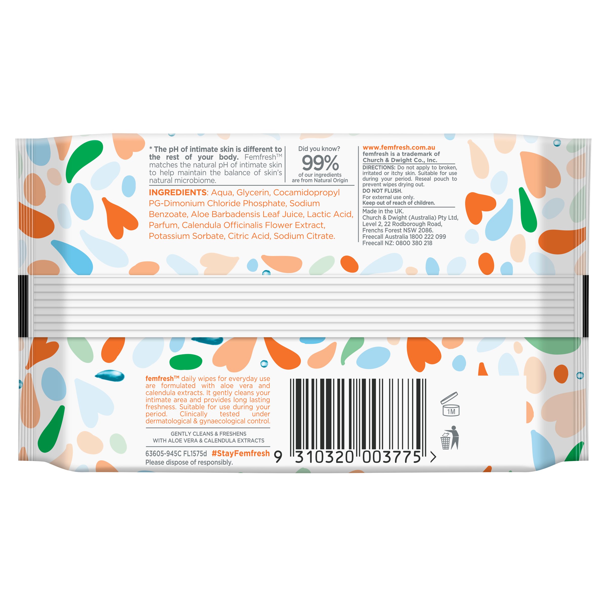 Femfresh Pocket Wipes 10 pack - Image 2