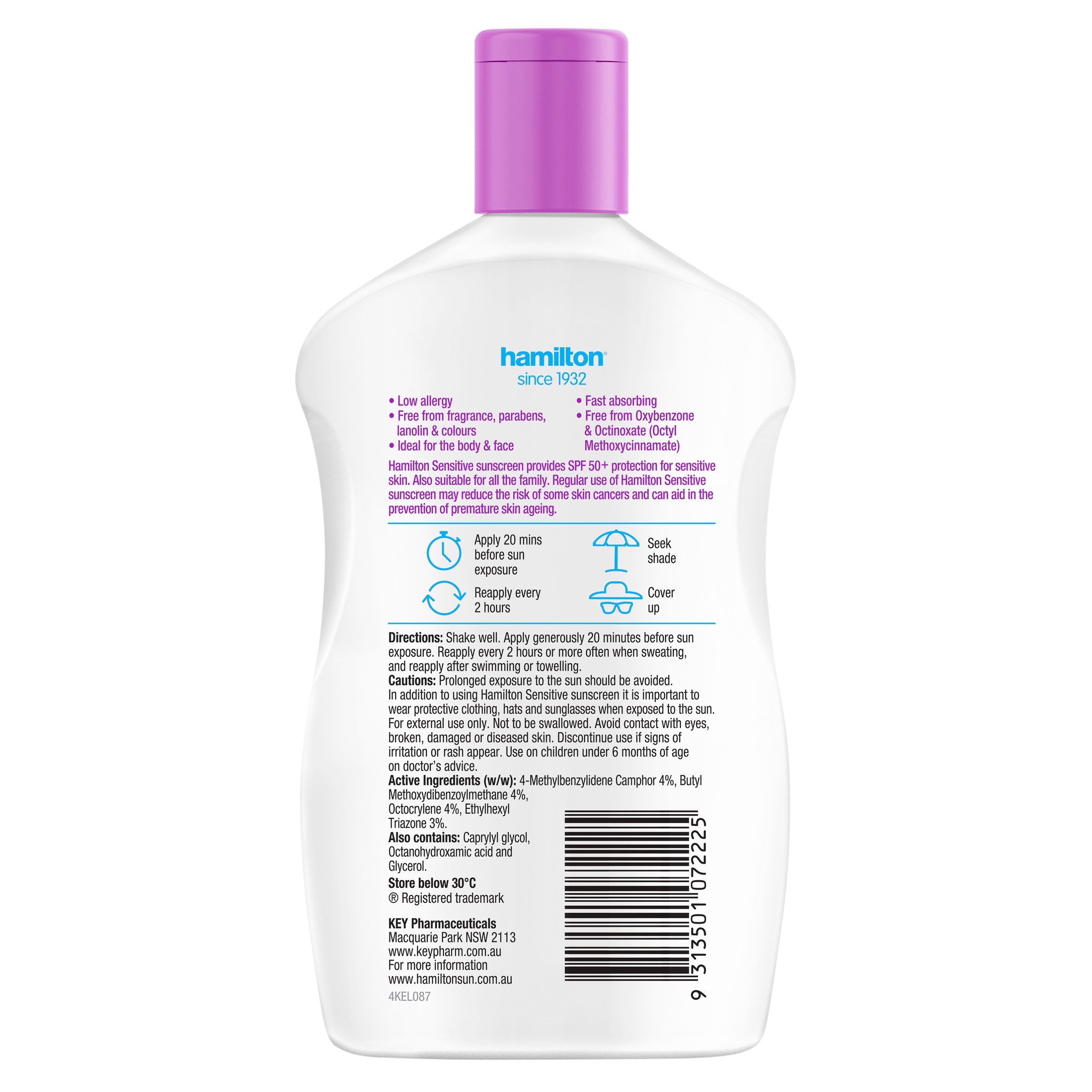 Hamilton Sensitive Lotion SPF50+ - 265ml - Image 2