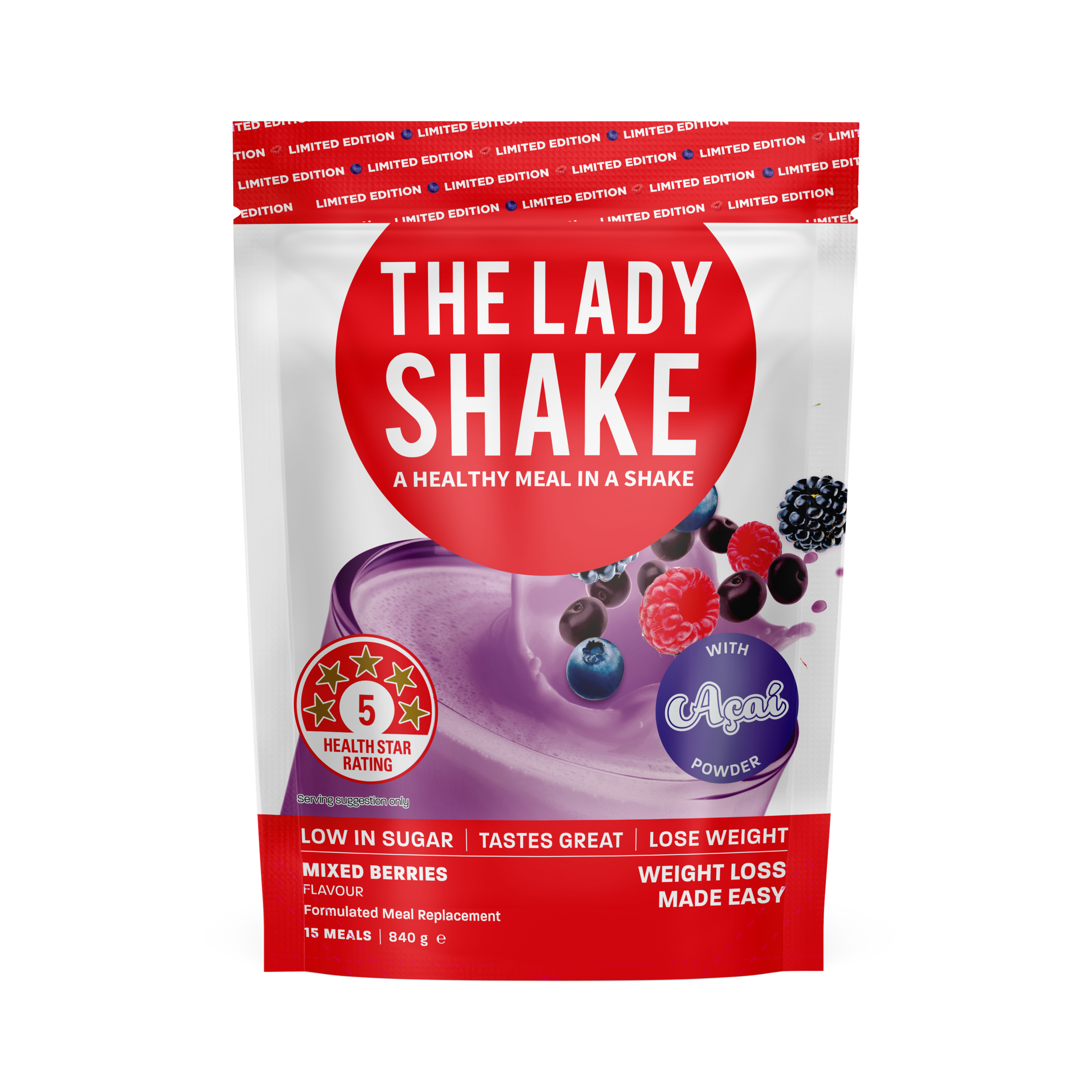 The Lady Shake Meal Replacement Mixed Berries 840g - Image 1