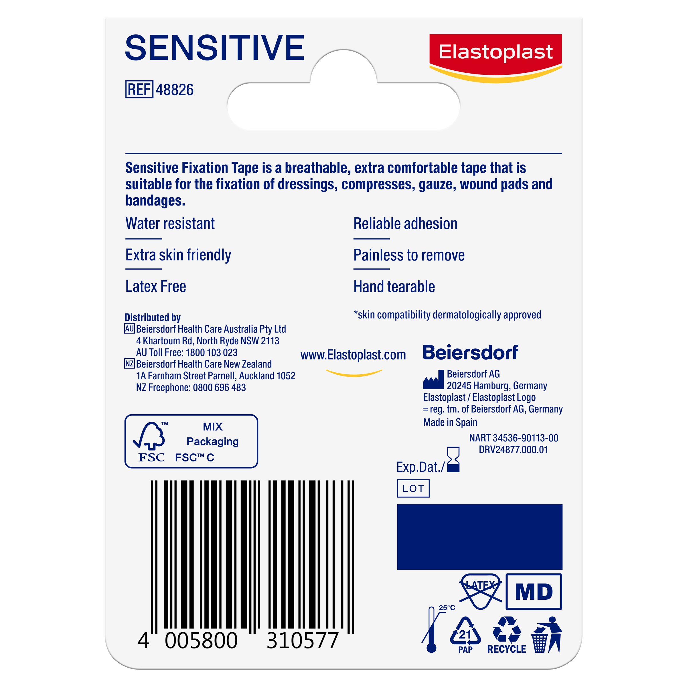 Elastoplast Sens Fixation Tape 2.5cm X 9m - 1 each - Image 2
