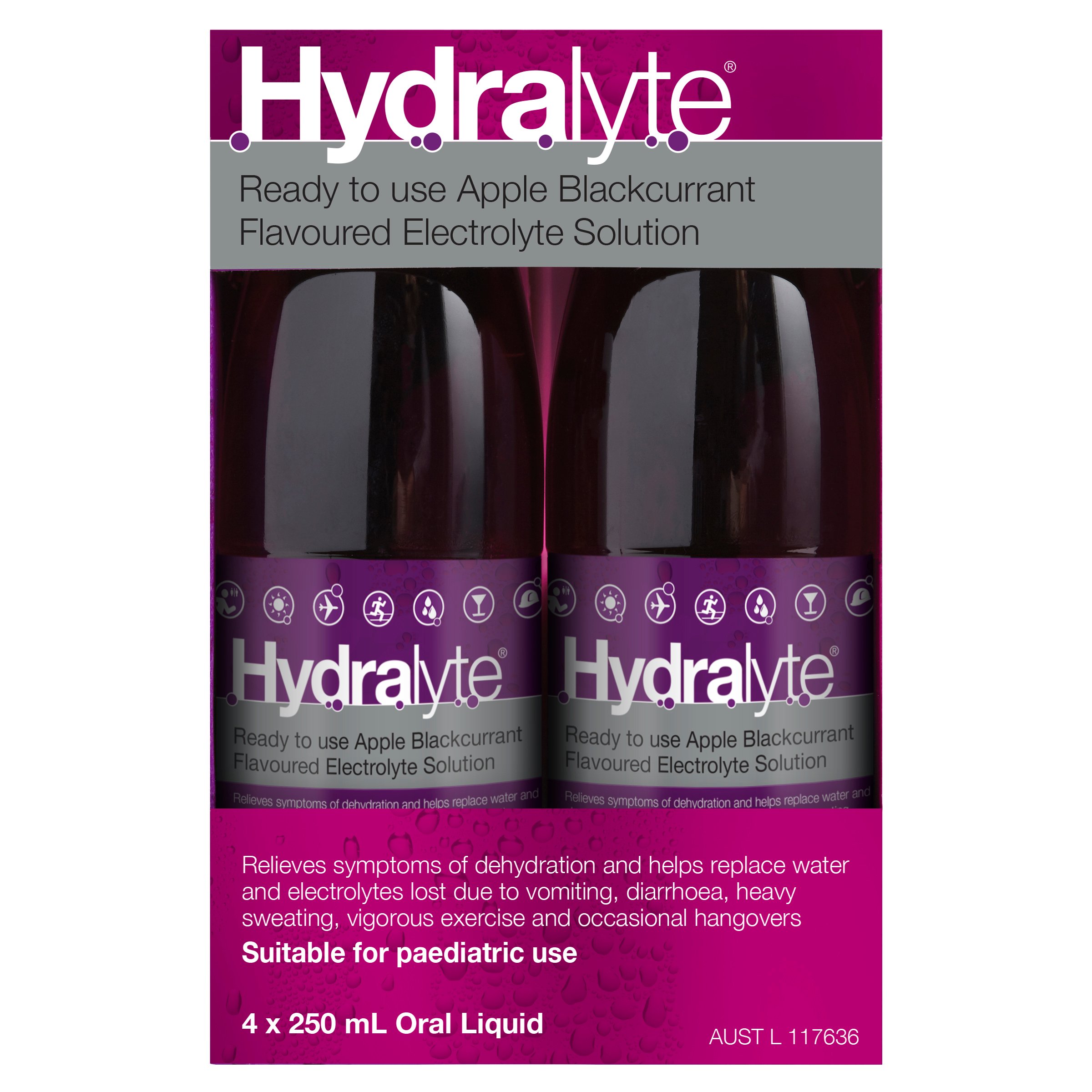 Hydralyte Ready to Use Liquid Apple/Blackcurrant Flavoured 250ml - 4 pack - Image 6