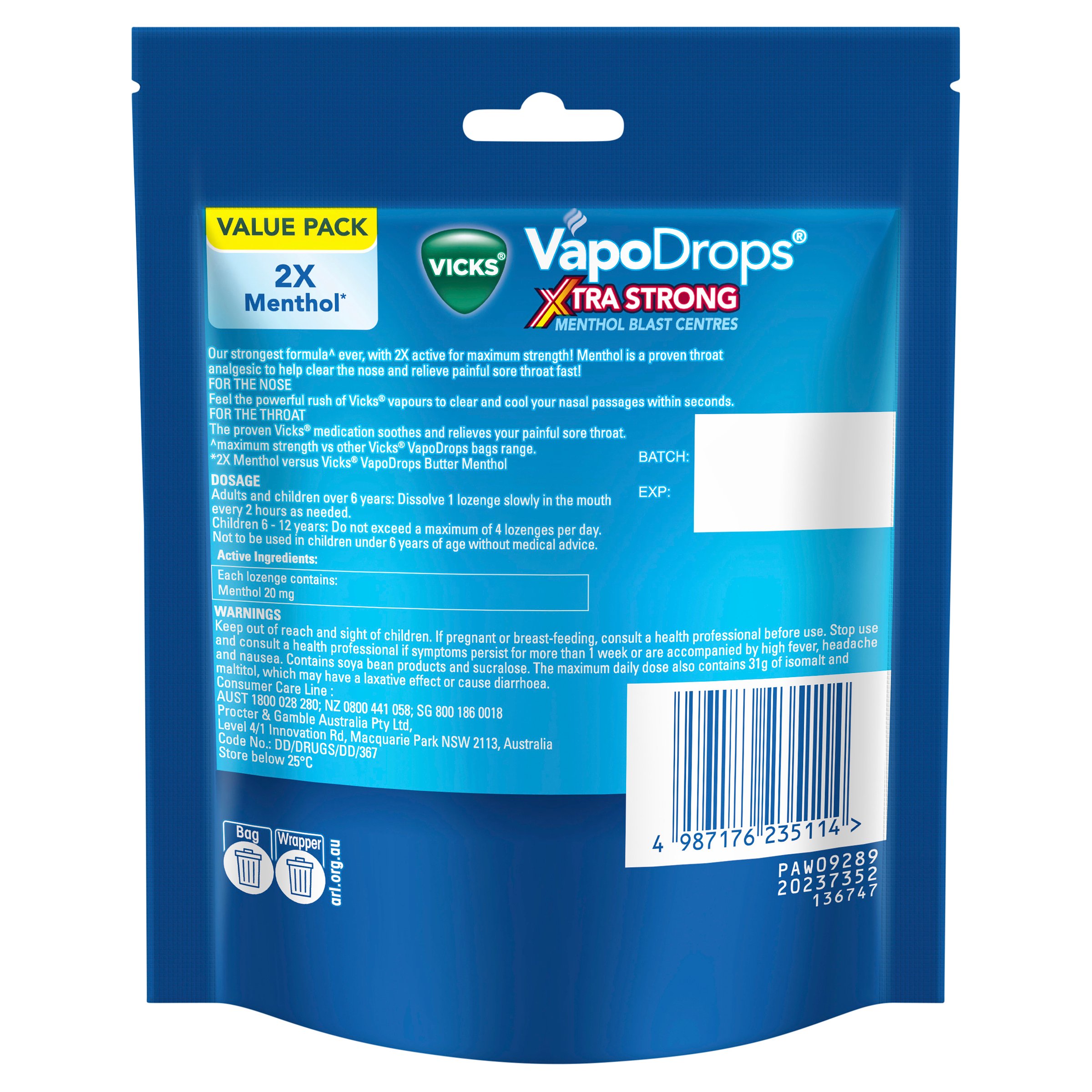 Vicks Extra Strong Menthol Blast Centers 30 lozenges - Image 2
