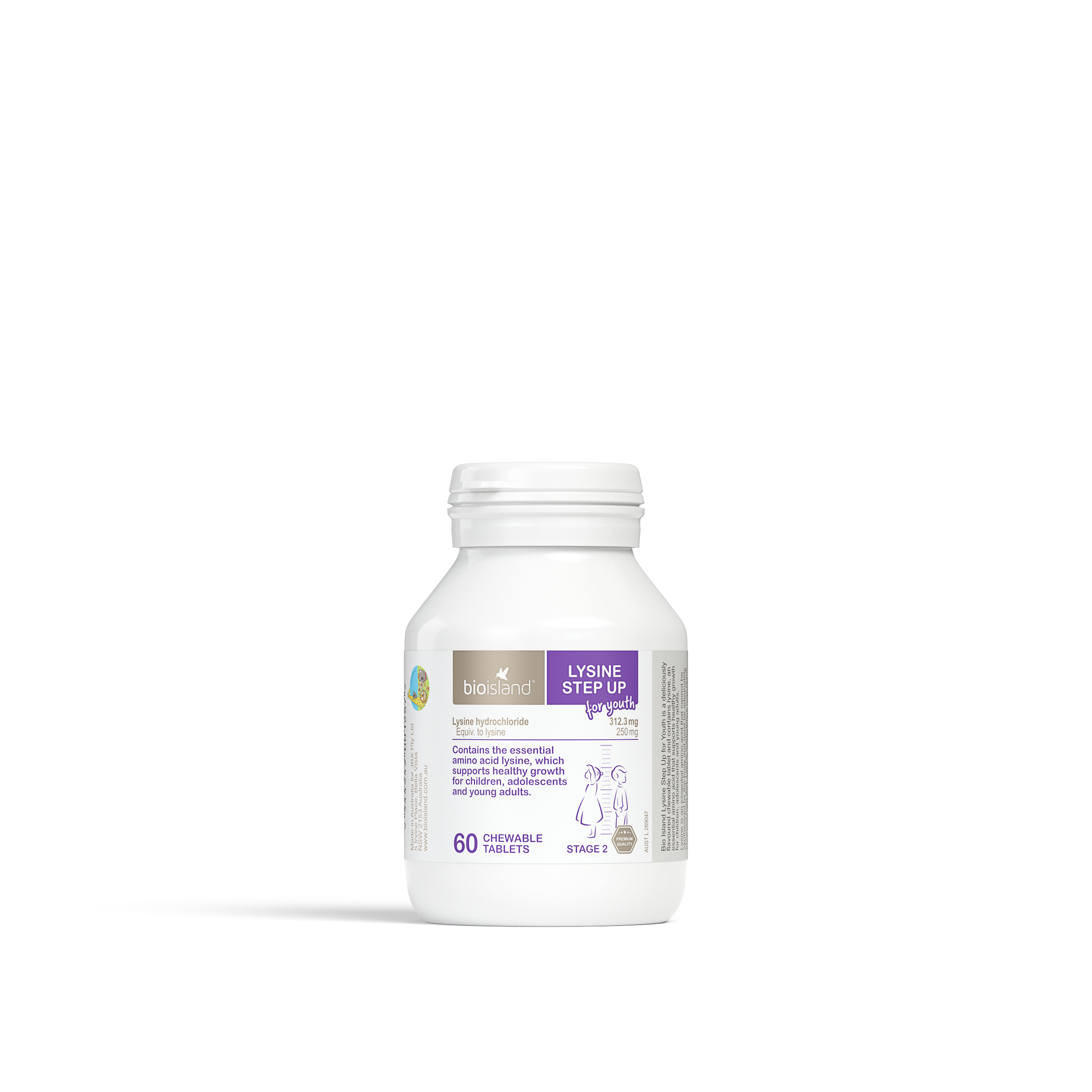 Bio Island Lysine Step Up for Youth 60 chewable tablets - Image 1