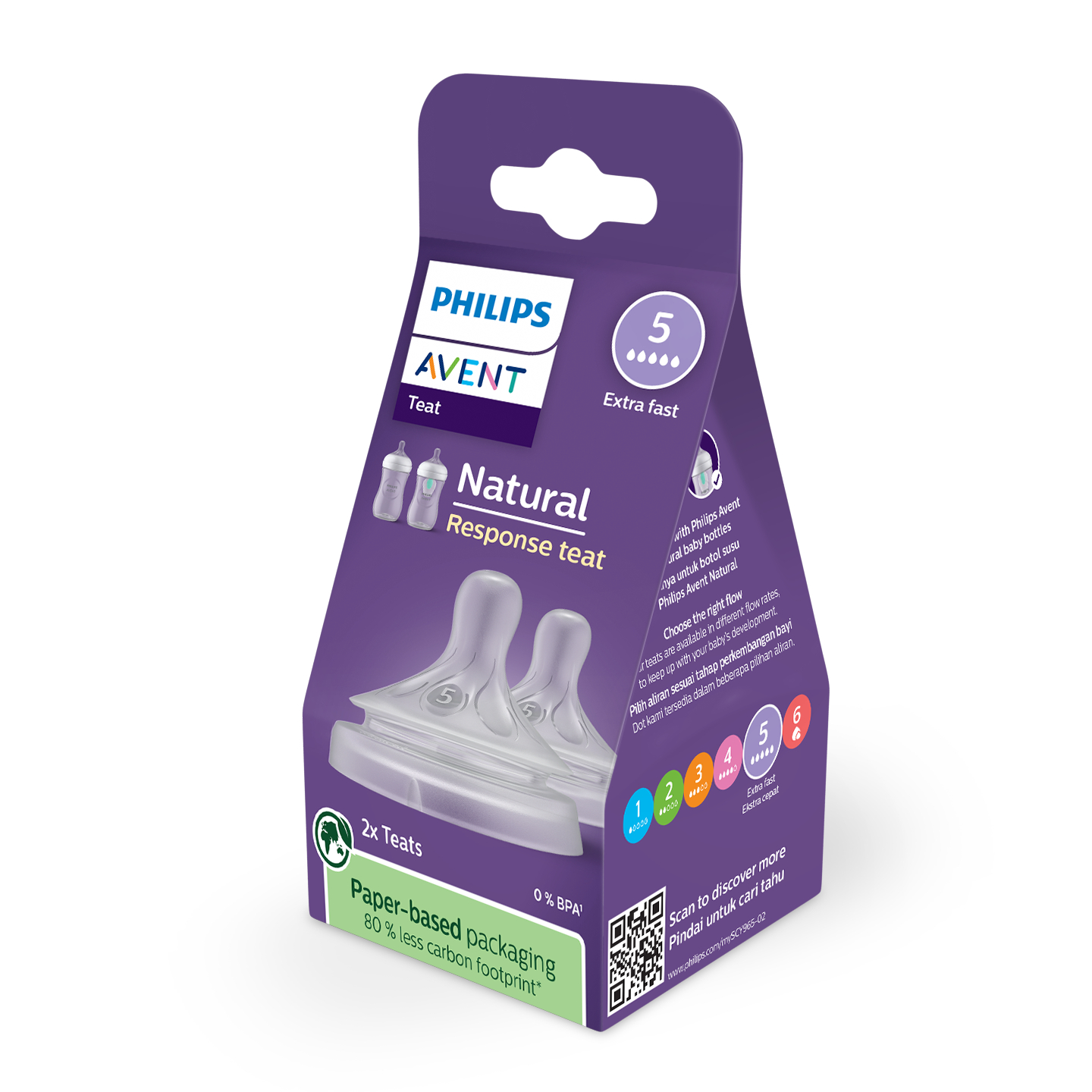 Avent Natural Response Teats 6 Month+ Flow 5 - 2 packs - Image 2