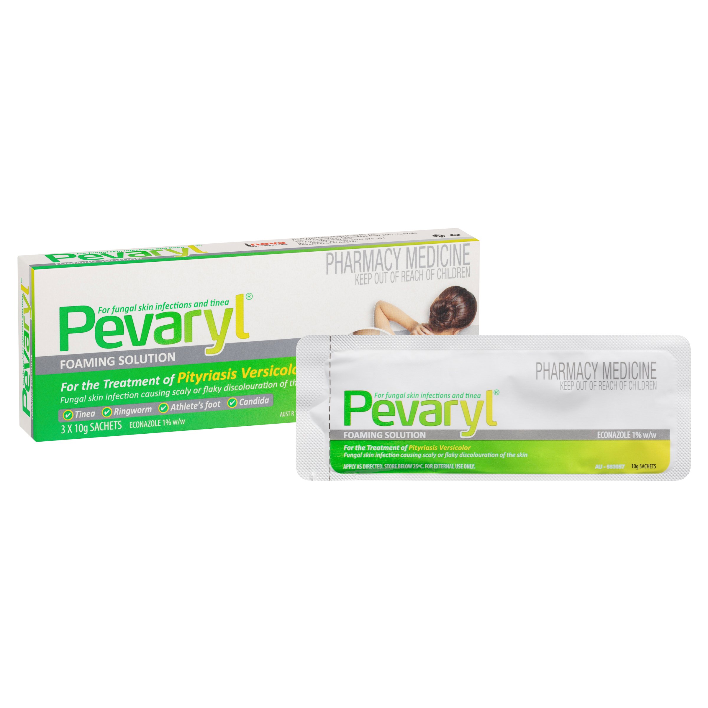 Pevaryl Foaming Solution 1% - 3 sachets - Image 6
