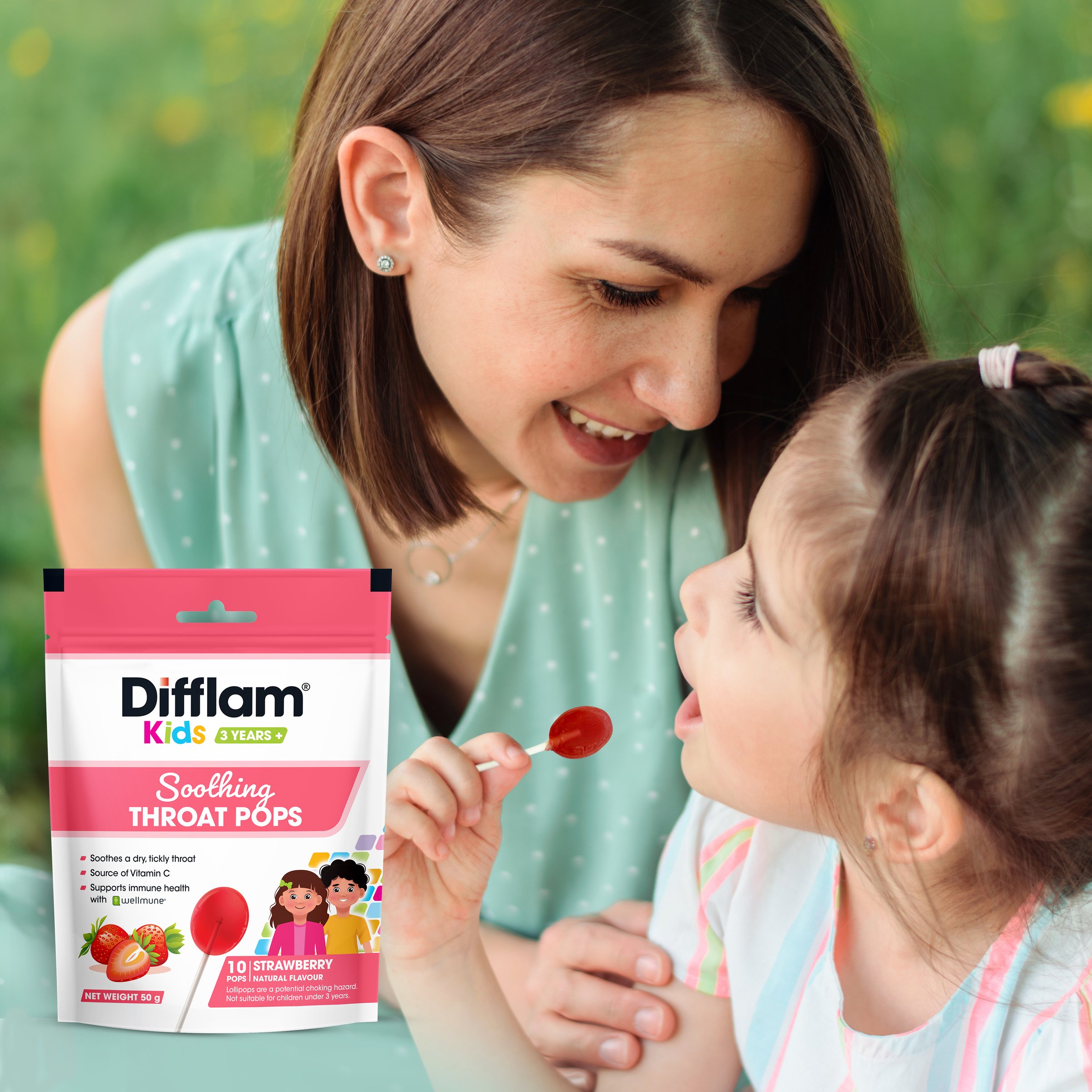 Difflam Kids Pops Strawberry 10 lozenges - Image 7