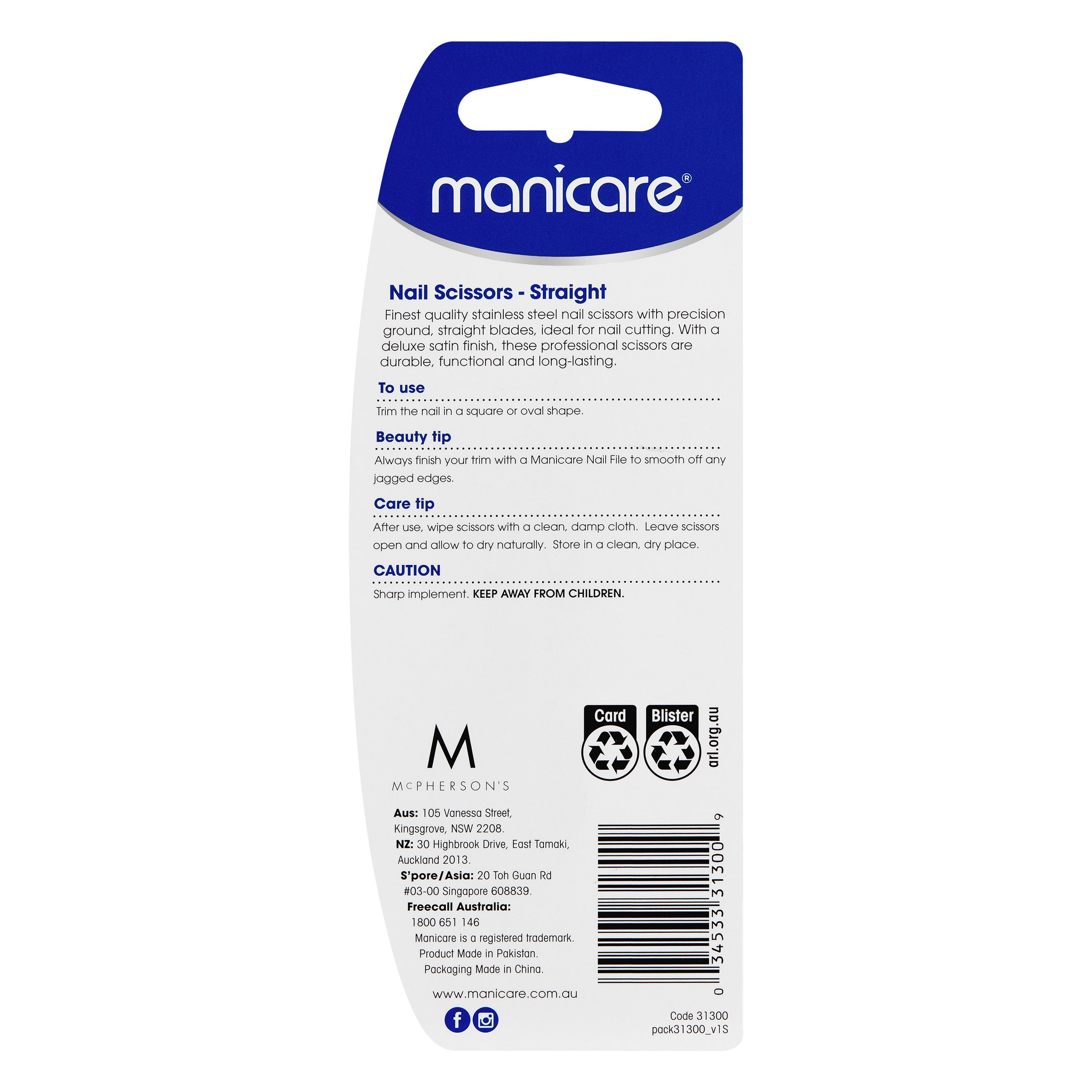 Manicare Nail Scissors Straight 1 each - Image 2
