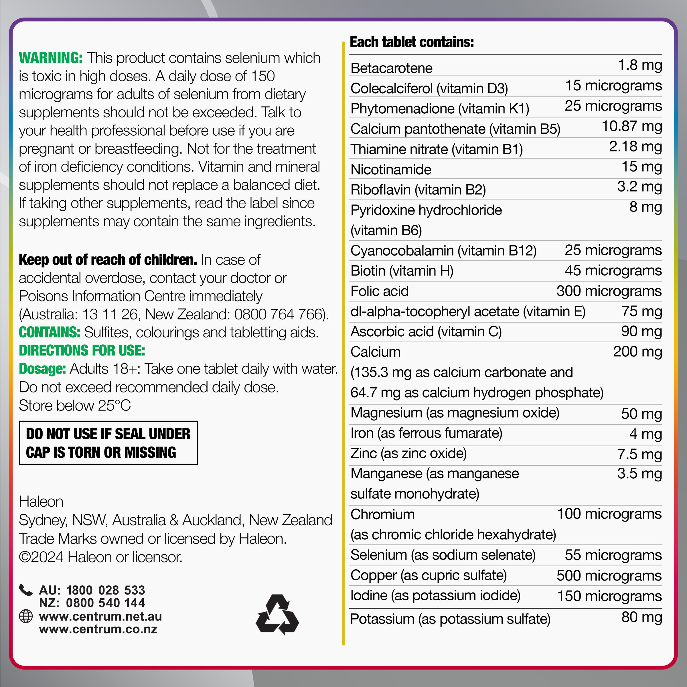 Centrum Advance 50+ Multivitamin 100 tablets - Image 8